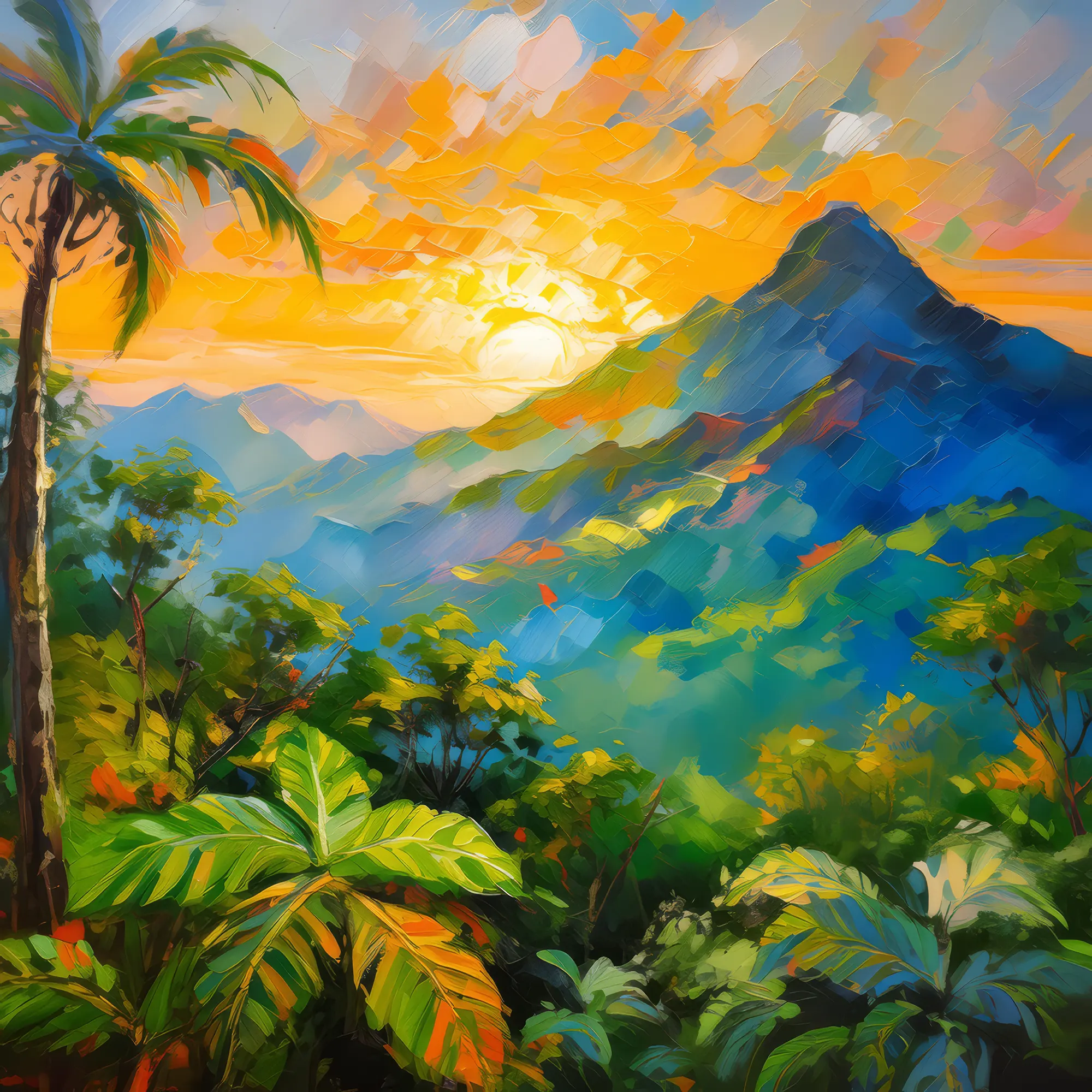 Painting: Sunrise Atop Tropical Ridge