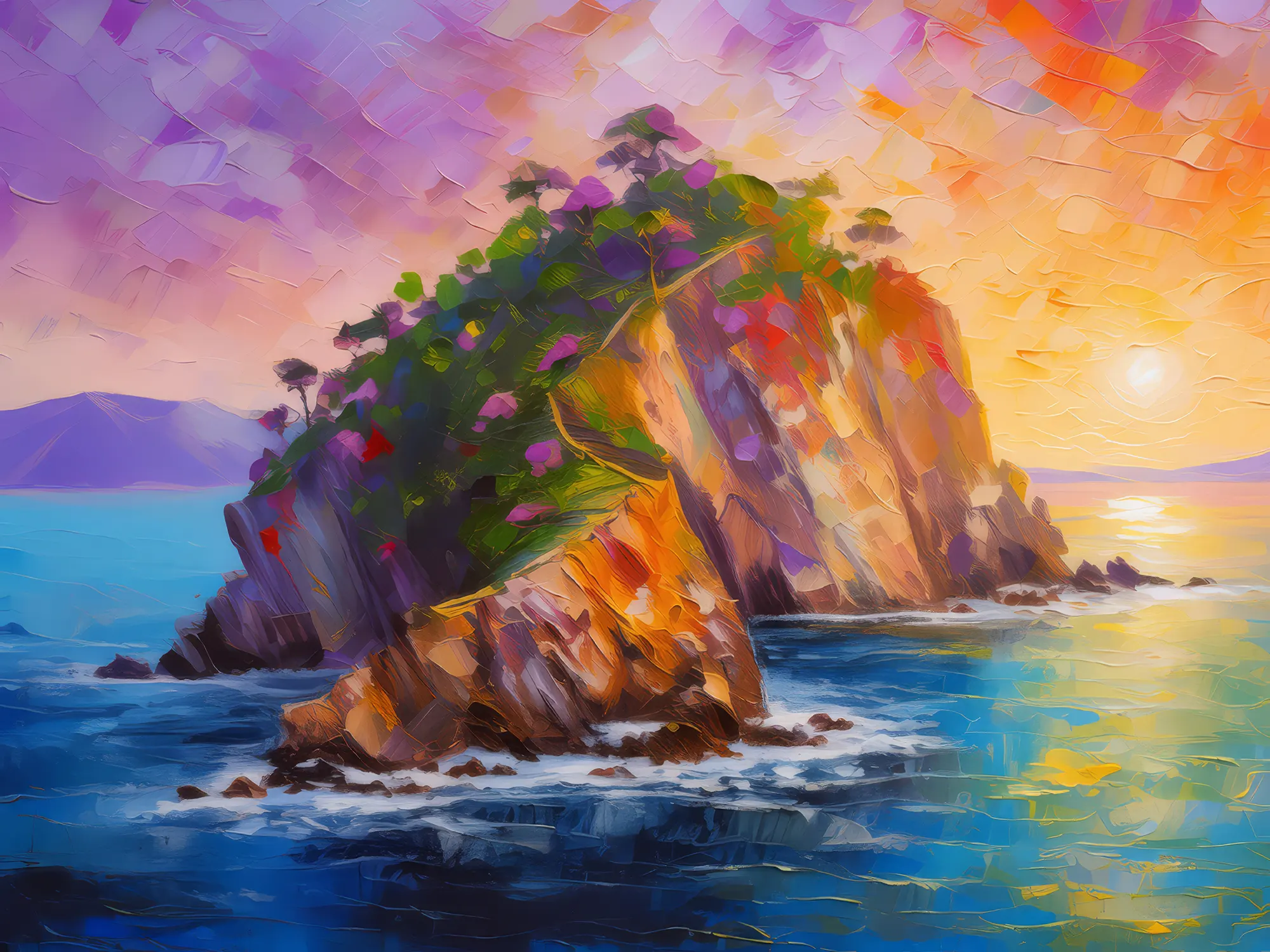 Painting: Sunrise Cliff Island