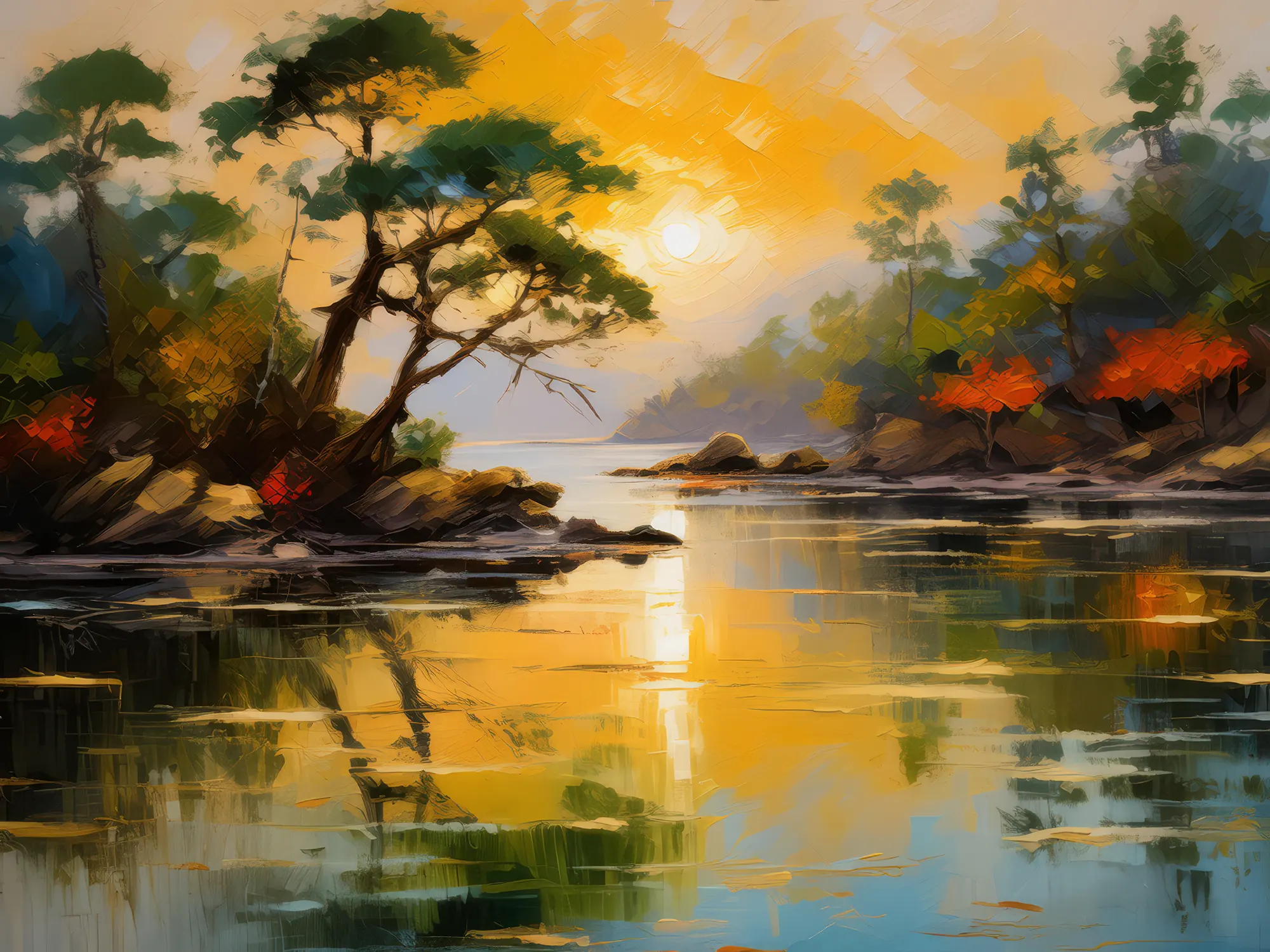 Painting: Sunrise Lagoon Serenity
