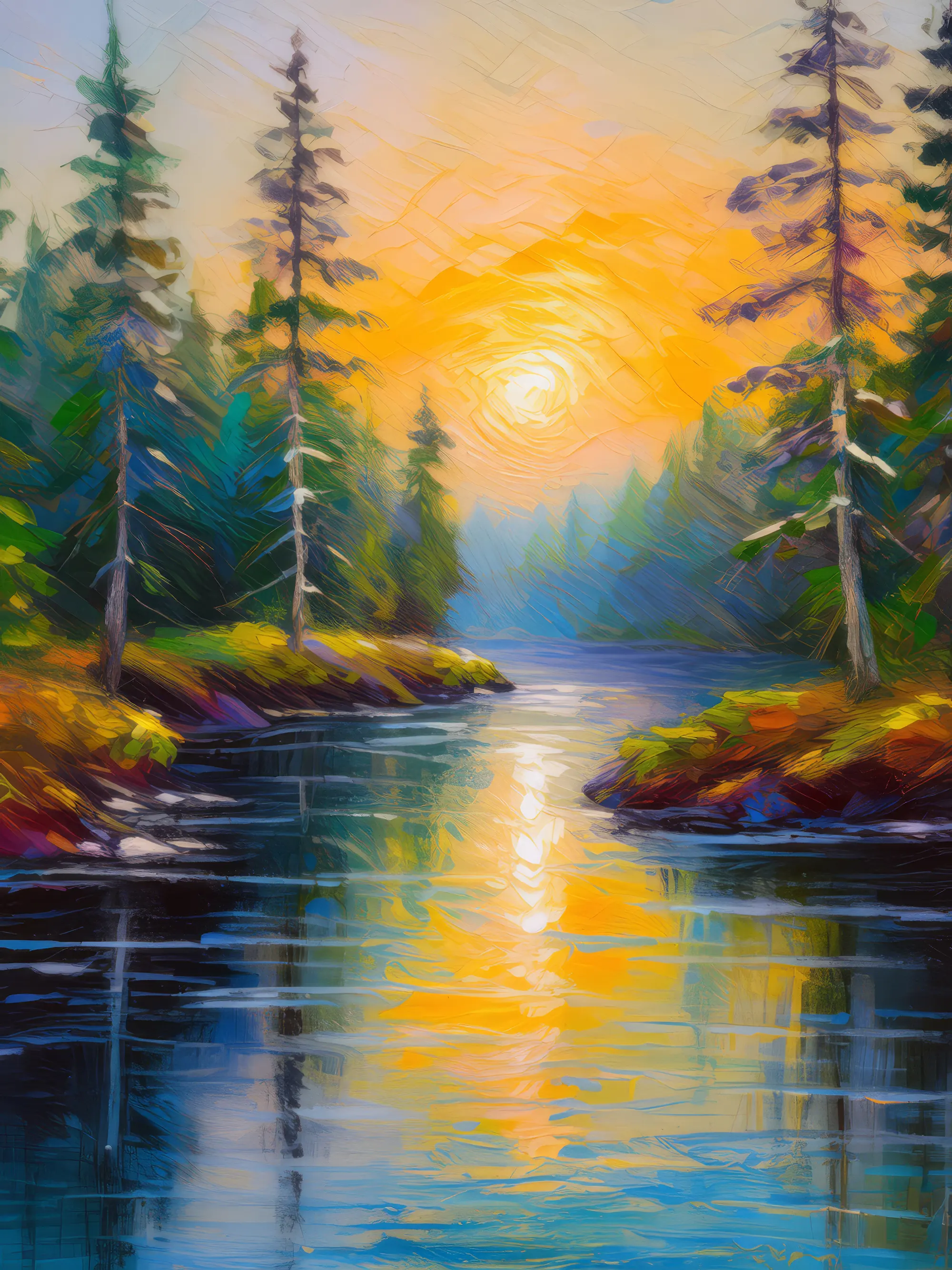 Painting: Sunrise Over Boreal River