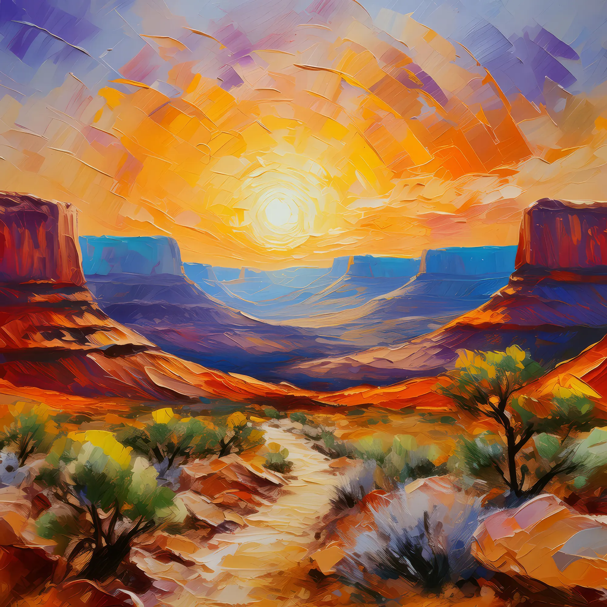 Painting: Sunrise Over Desert Mesa