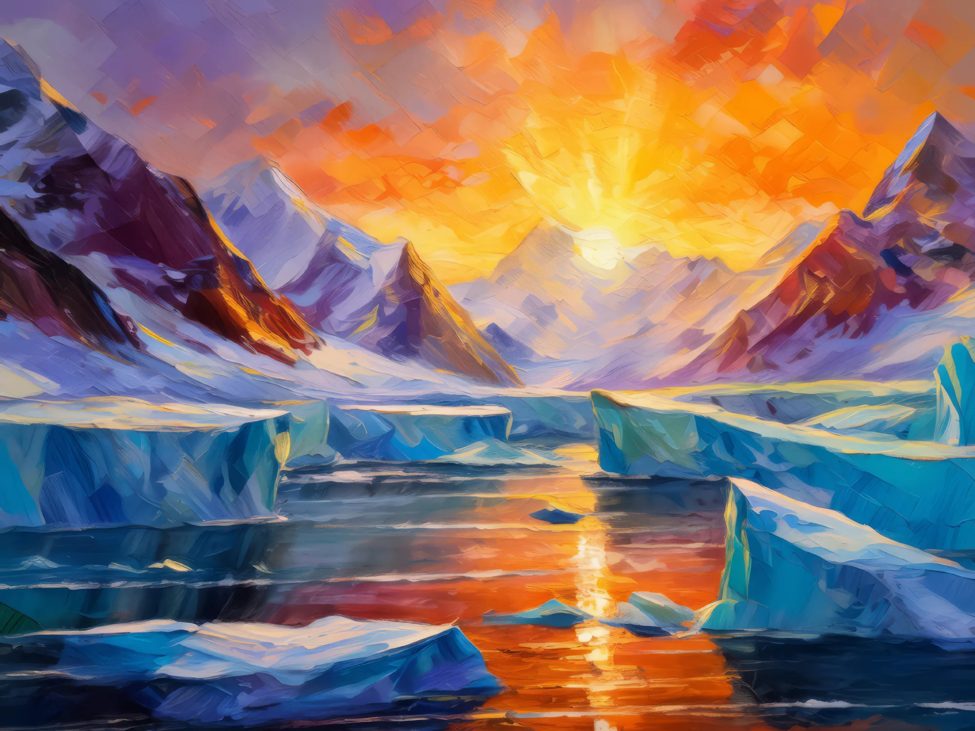 Painting: Sunrise Over Glacier