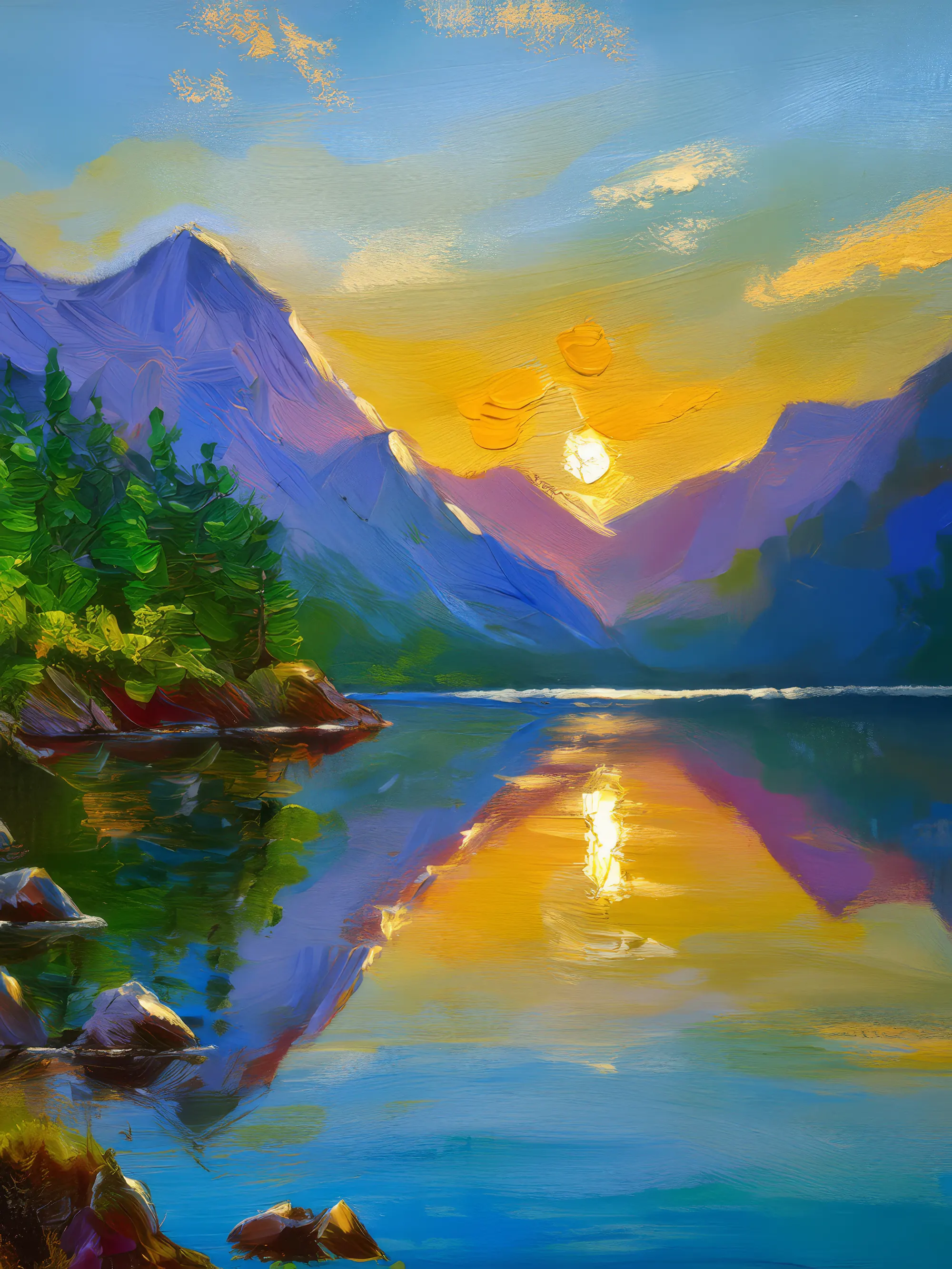 Painting: Sunrise Over Lake