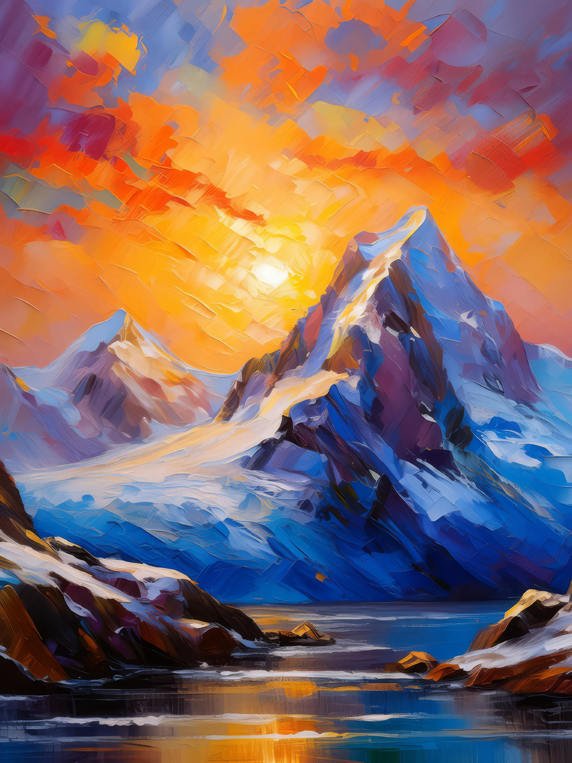 Painting: Sunrise Over Peaks