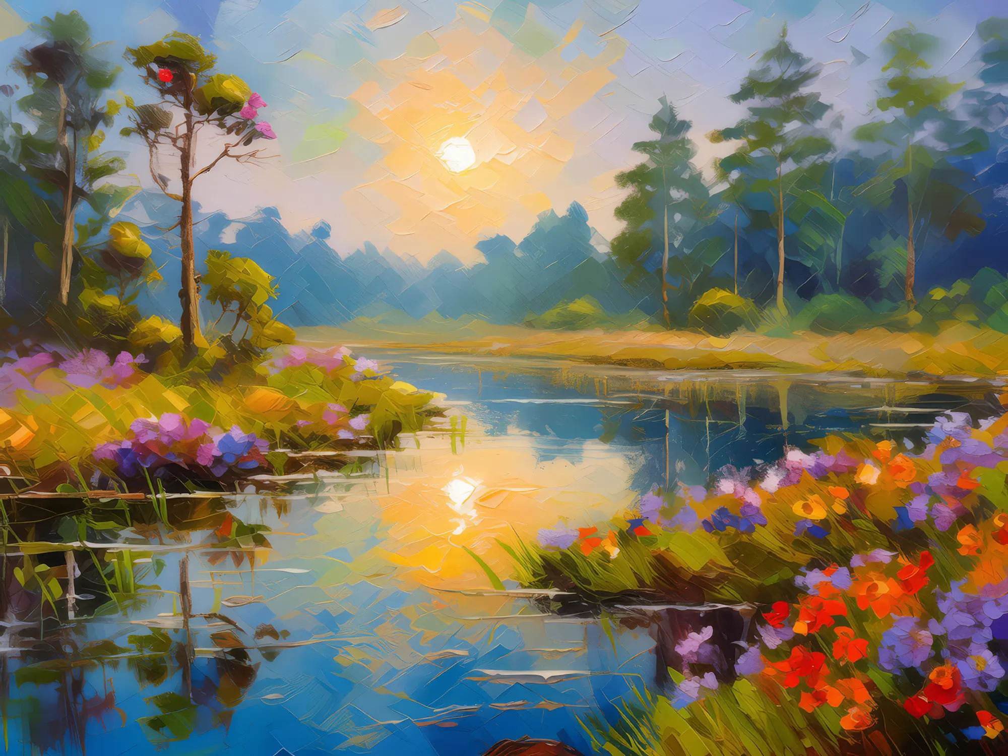 Painting: Sunrise Reflections on Moor