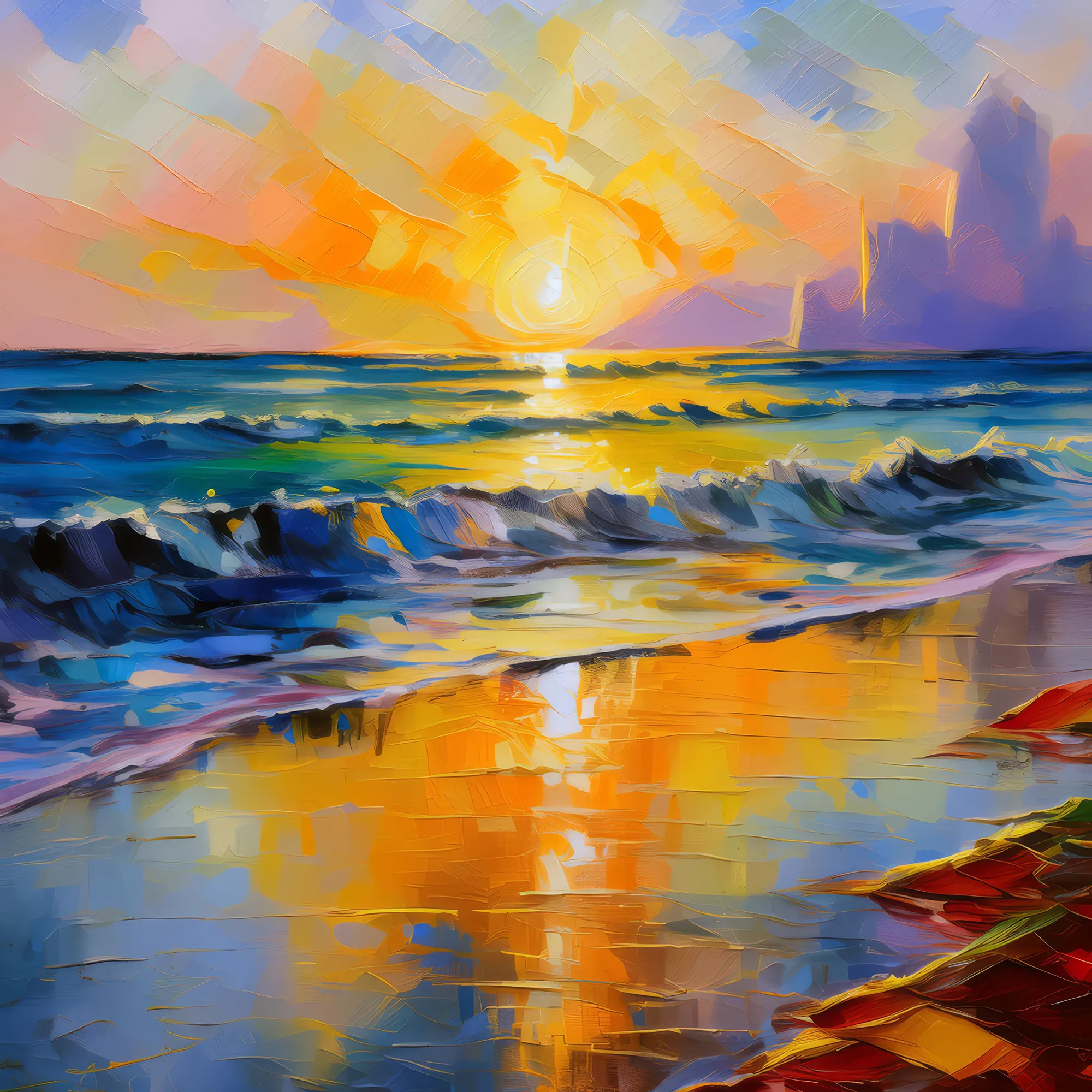 Painting: Sunrise Reflections on Ocean Desert