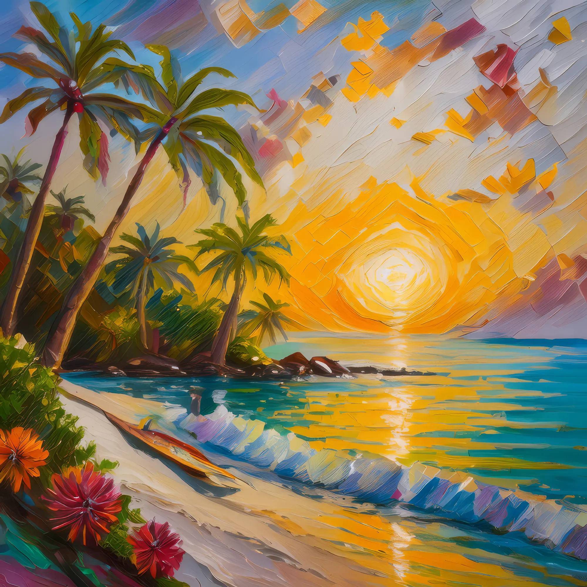 Painting: Sunrise Yoga at Atoll
