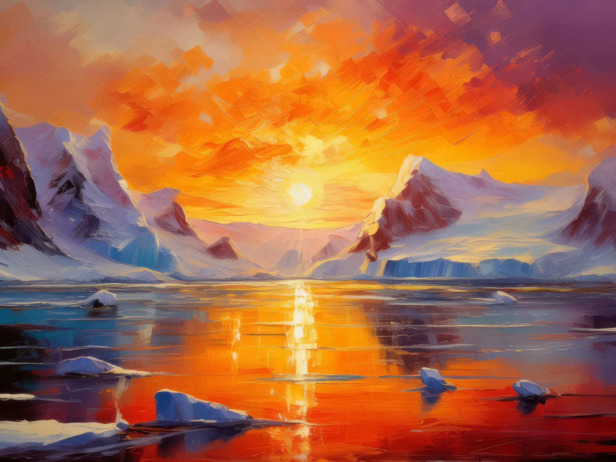 Painting: Sunrise on Ice Cap