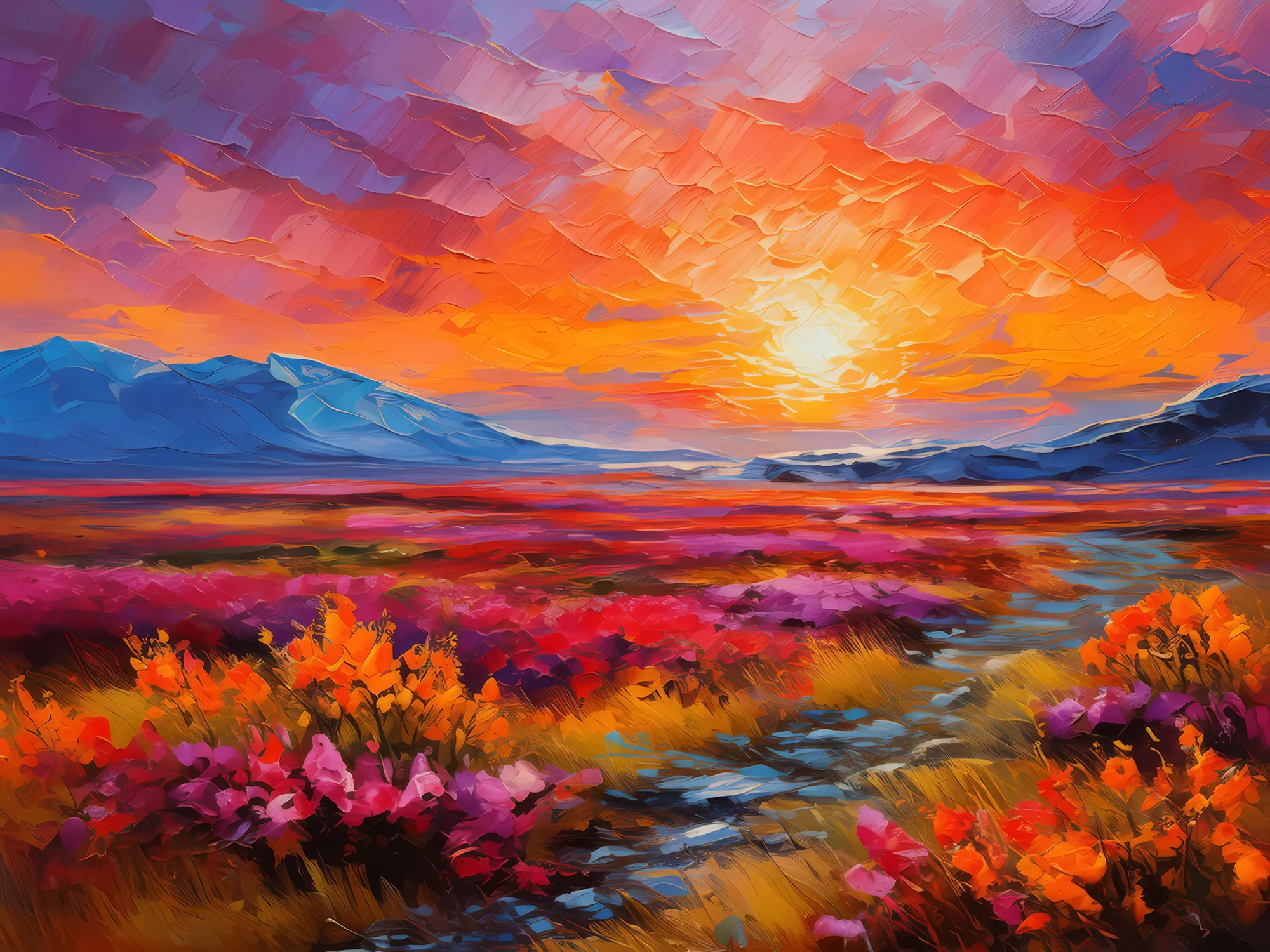 Painting: Sunset Across Tundra Flats