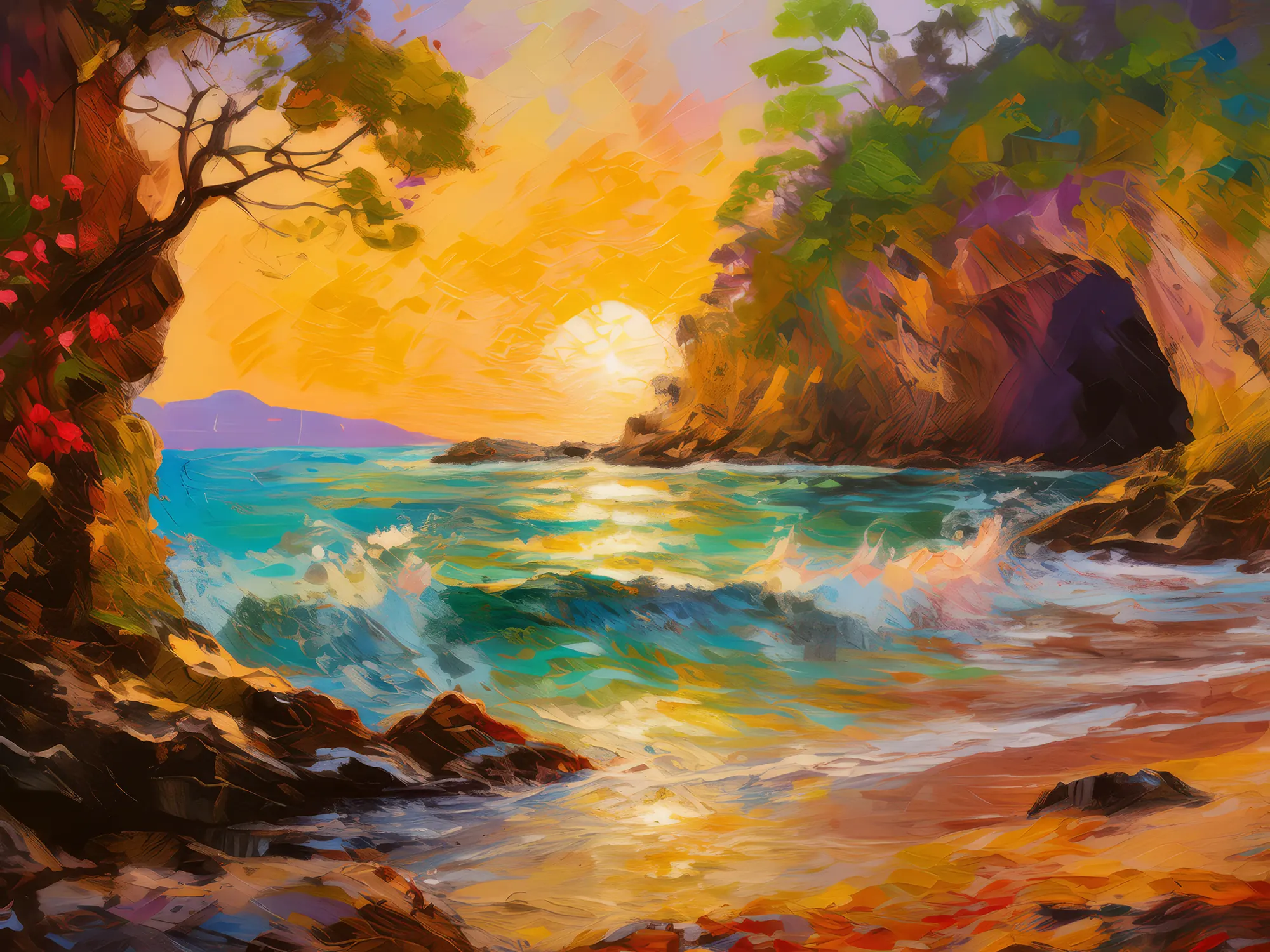 Painting: Sunset Beach Grotto