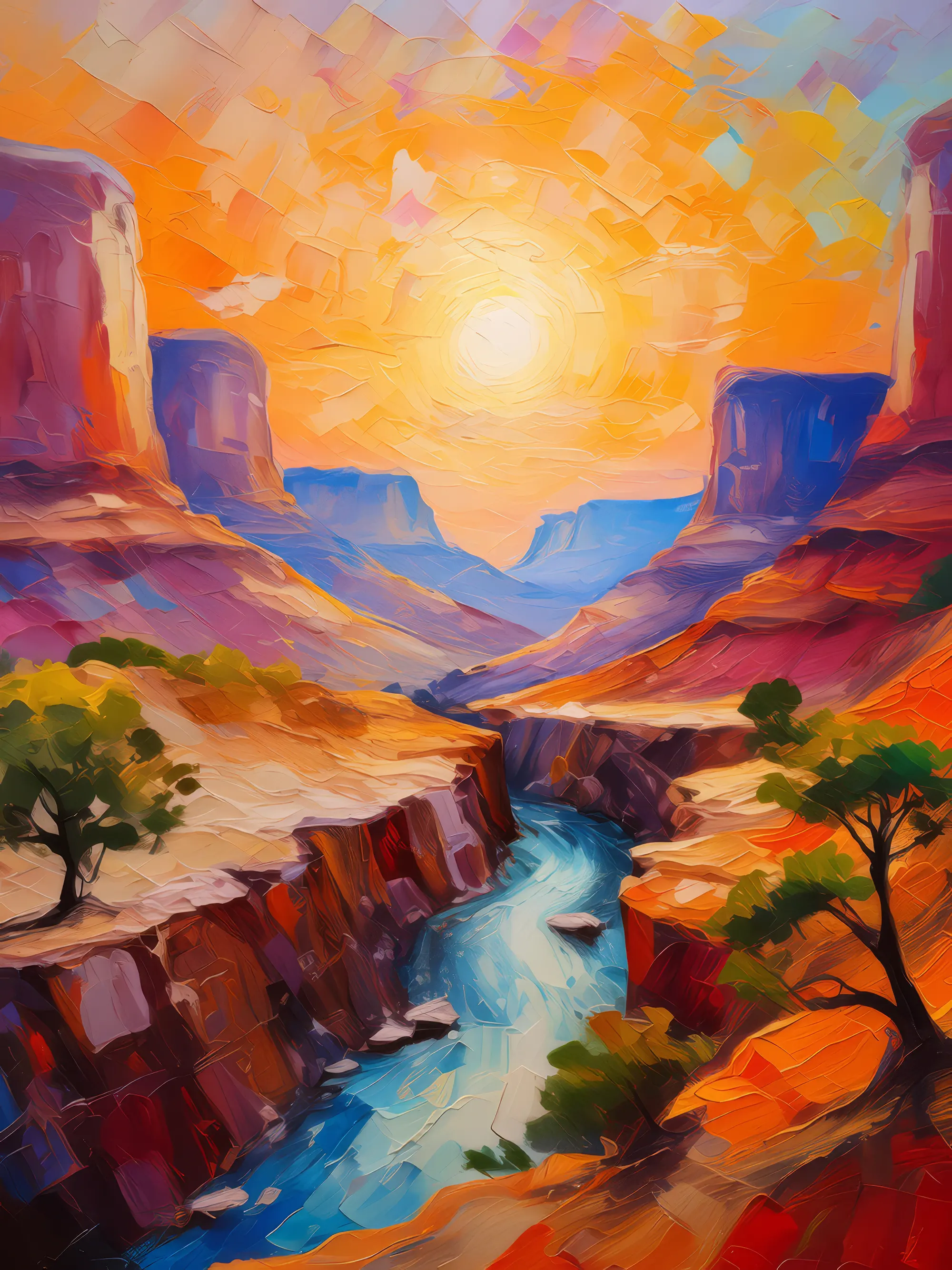 Painting: Sunset Desert Chasm