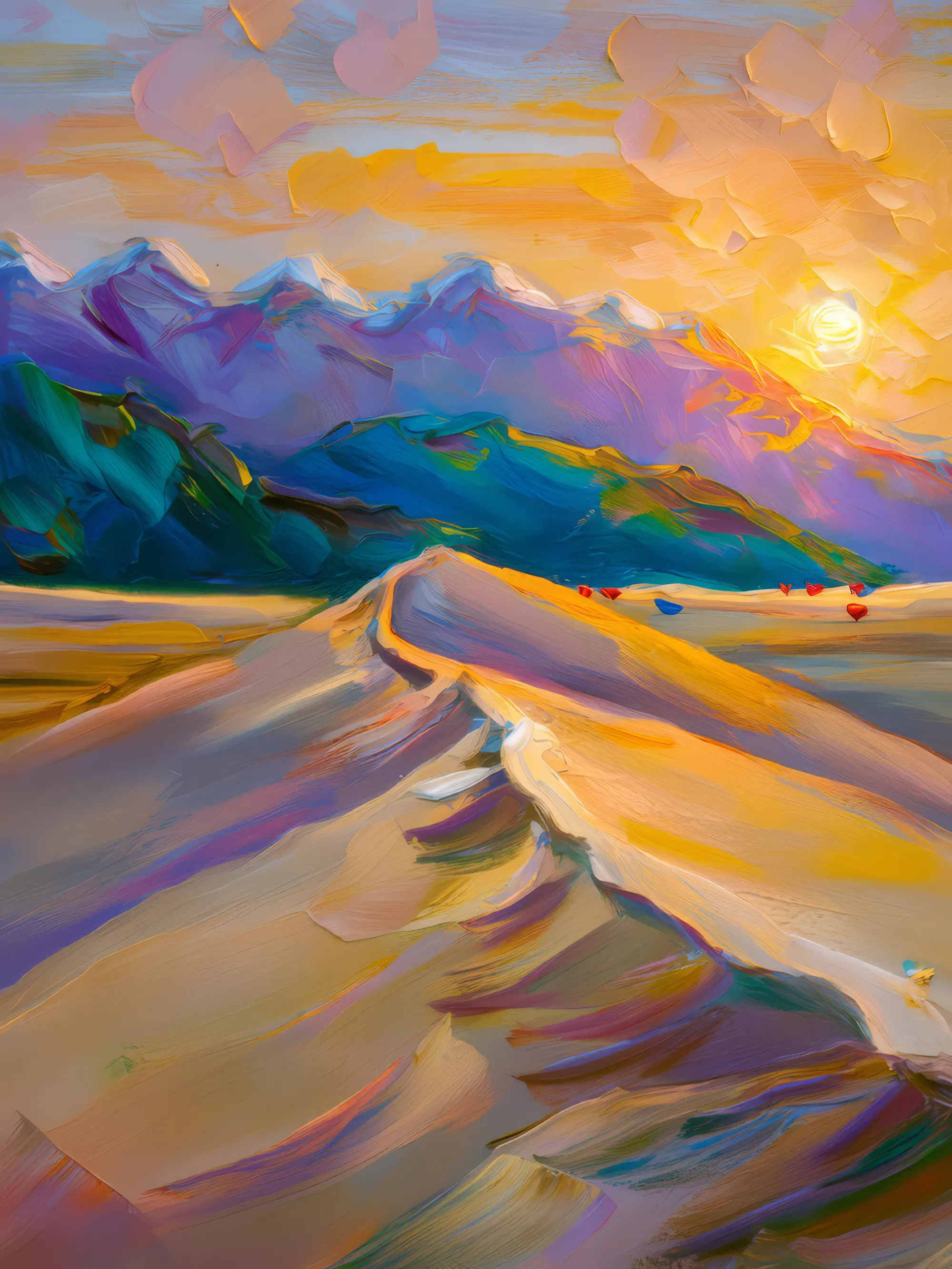 Painting: Sunset Dunes in Alpine Desert