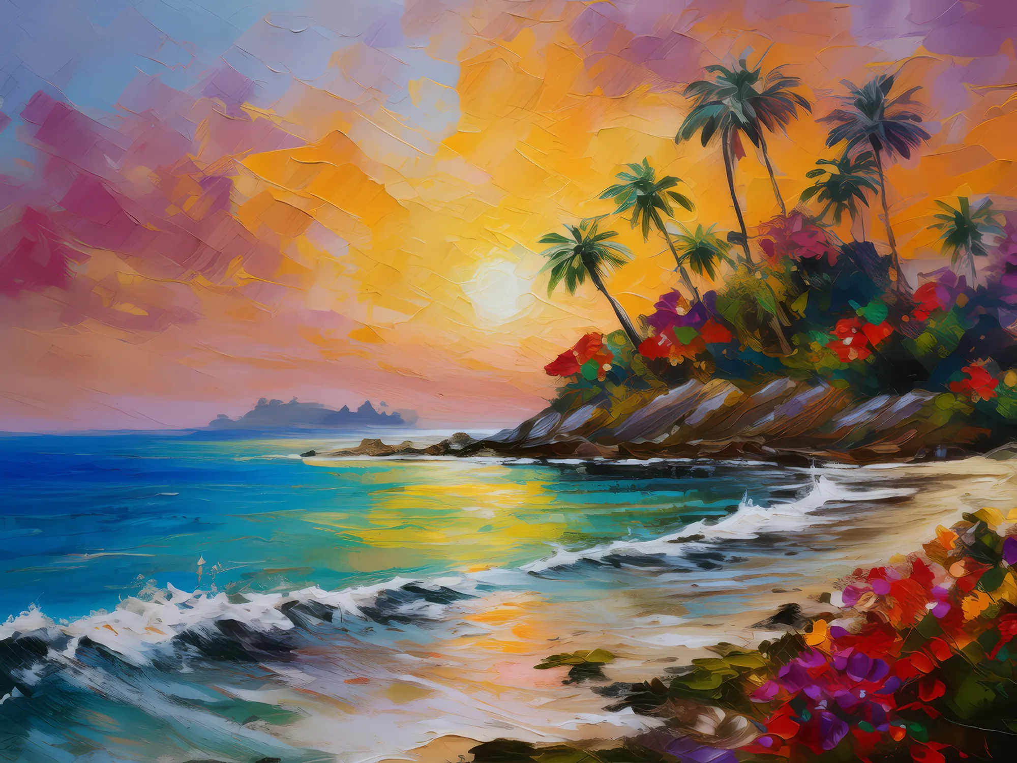 Painting: Sunset Island Retreat