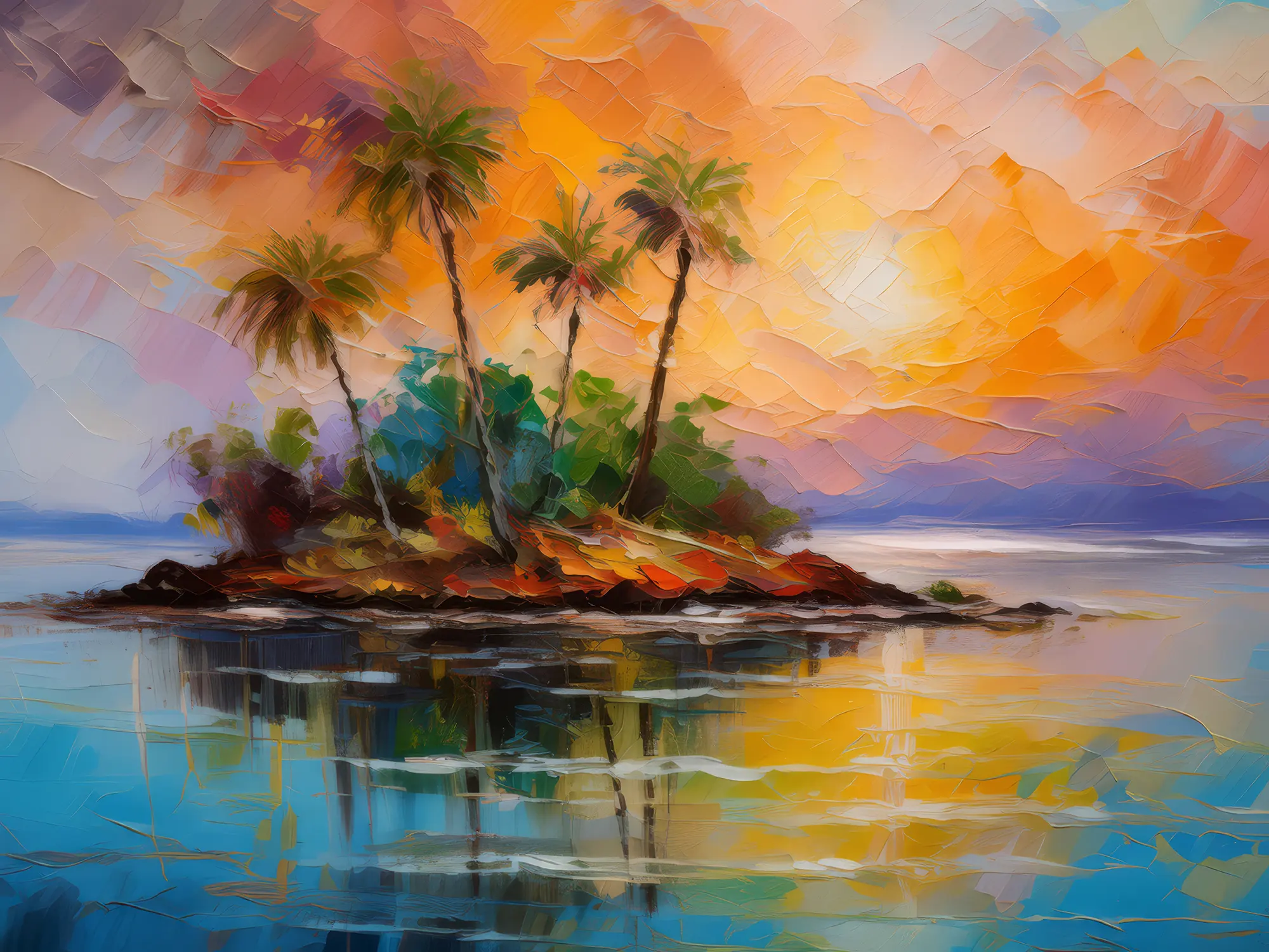 Painting: Sunset Lagoon Island