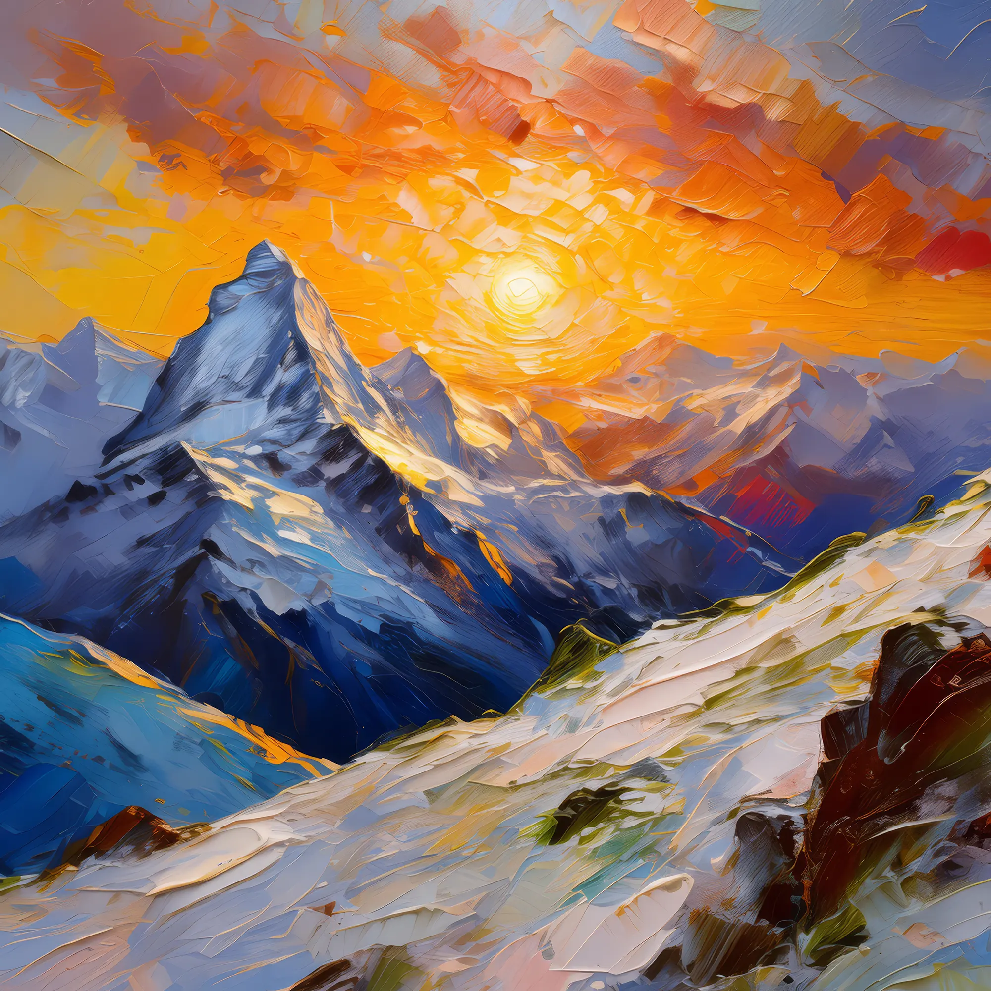 Painting: Sunset Over Alpine Ridge