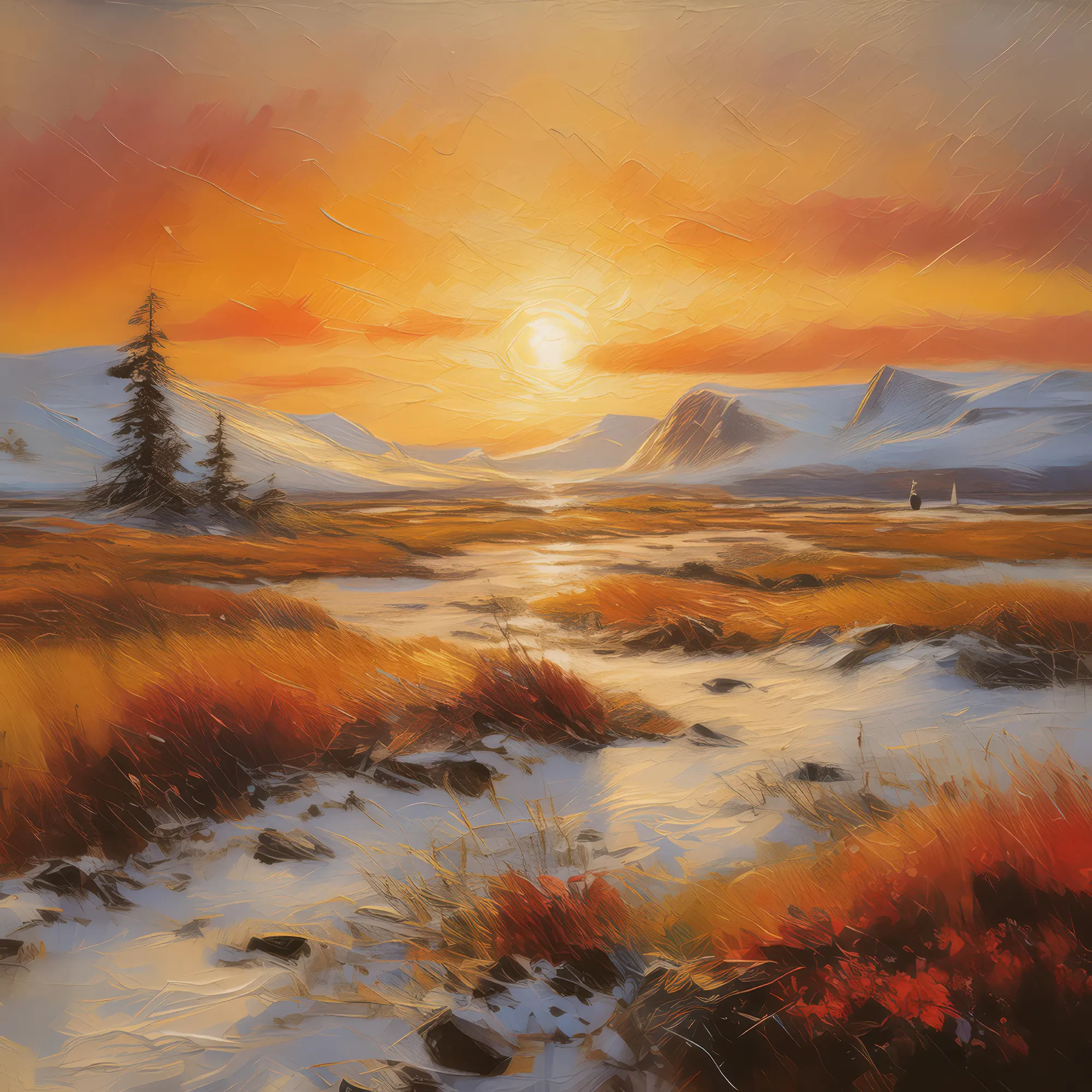 Painting: Sunset Over Arctic Tundra