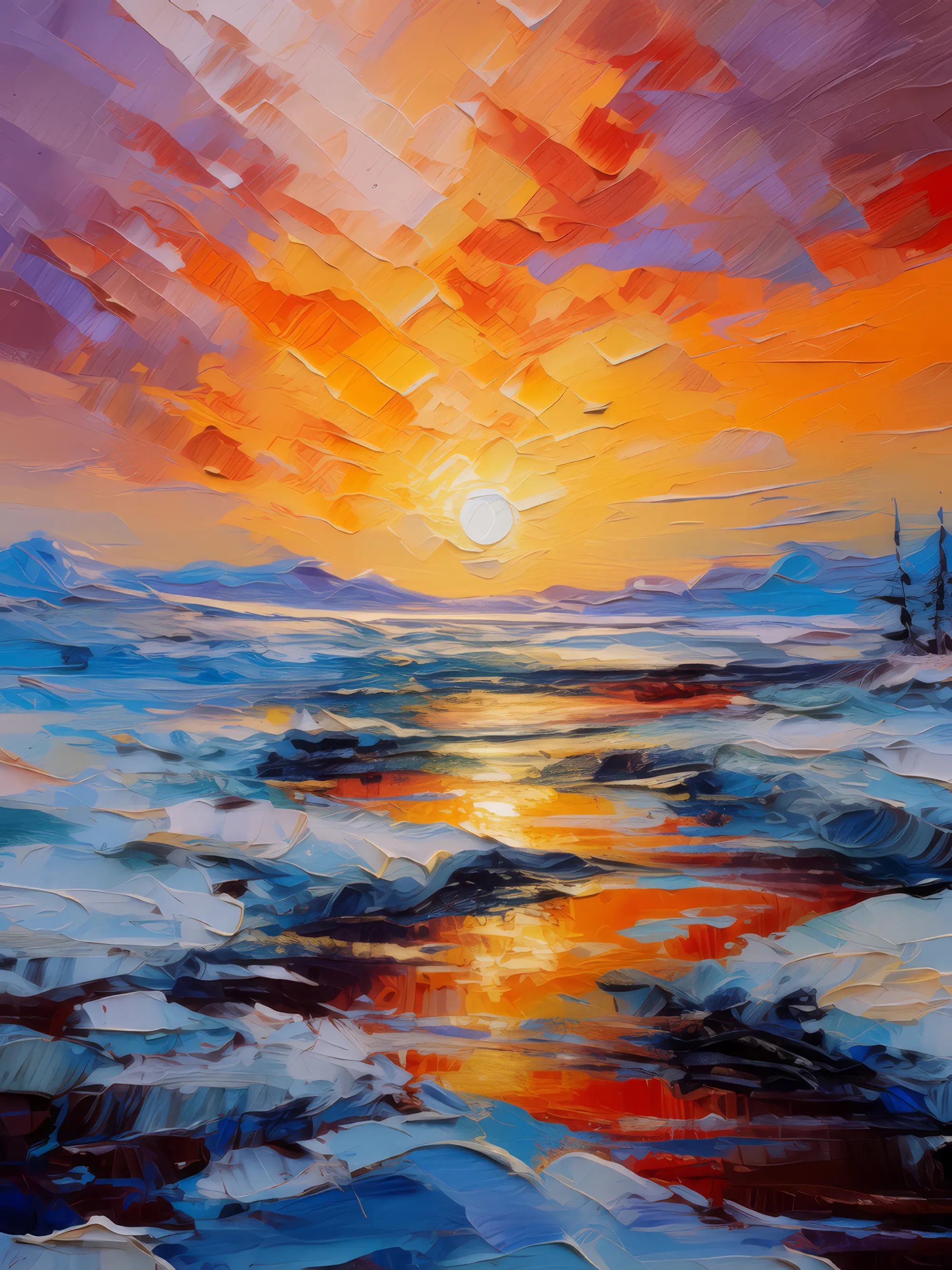 Painting: Sunset Over Boreal Landscape