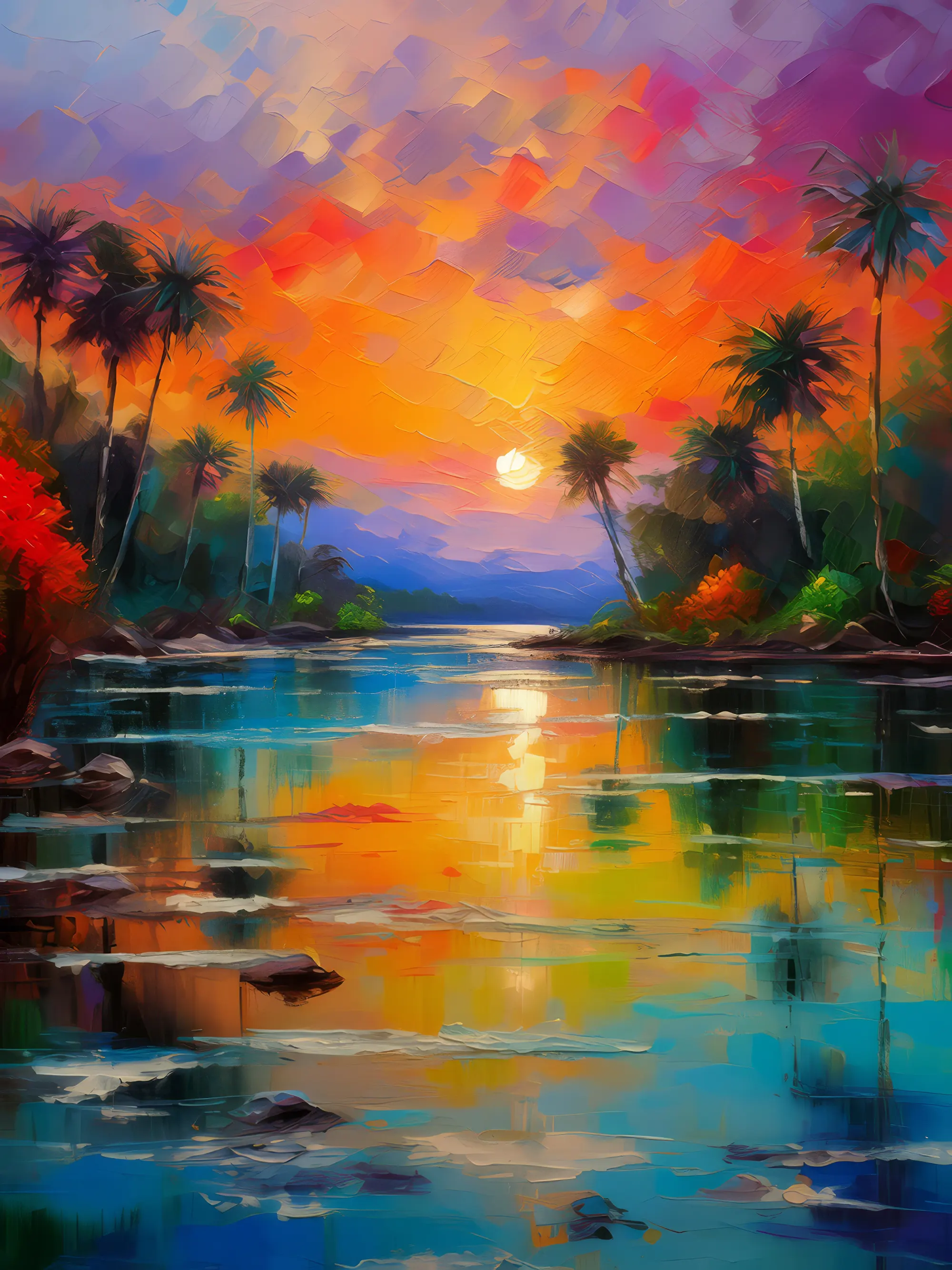 Painting: Sunset Over Lagoon