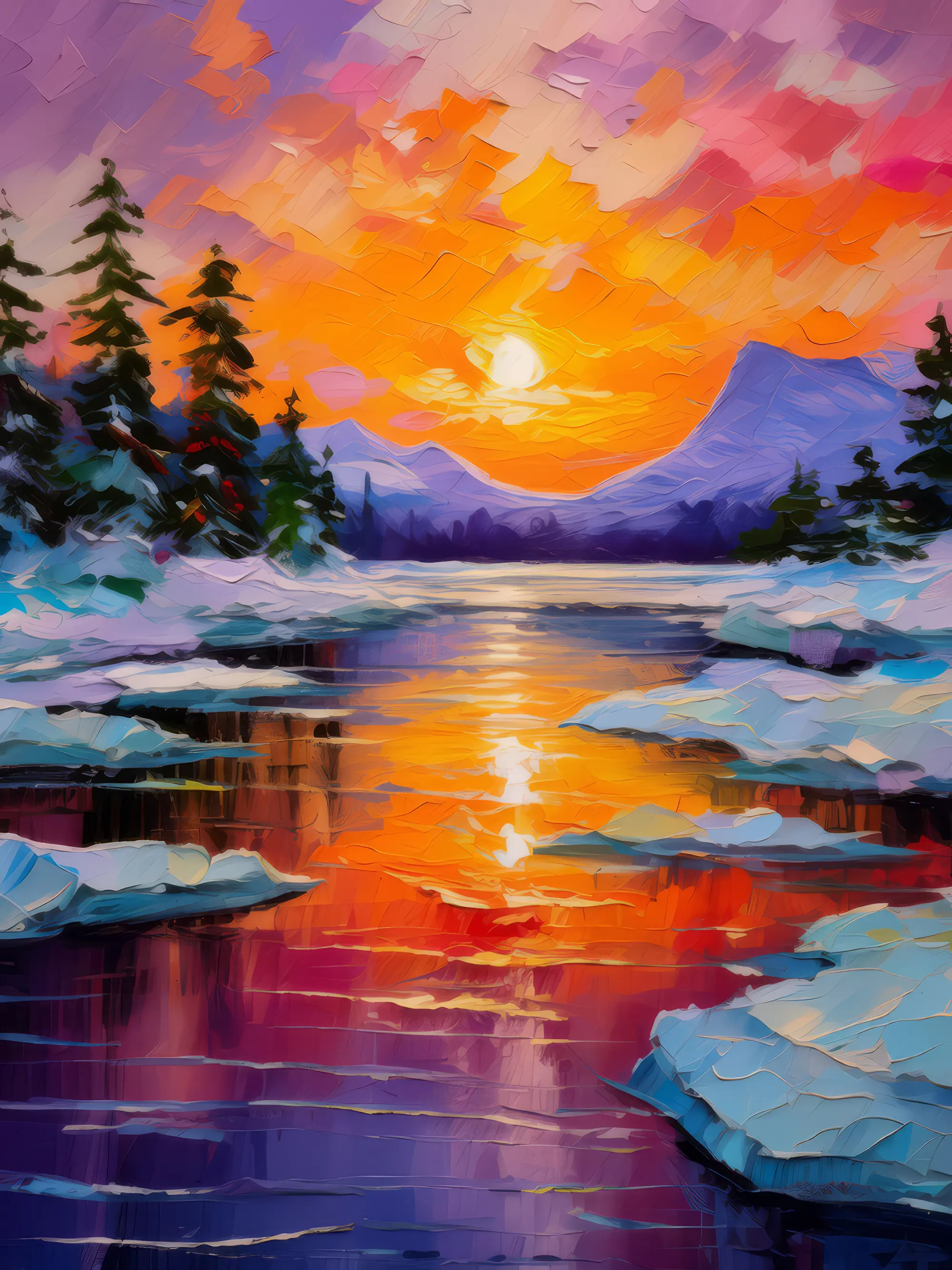 Painting: Sunset Over Tundra Lake