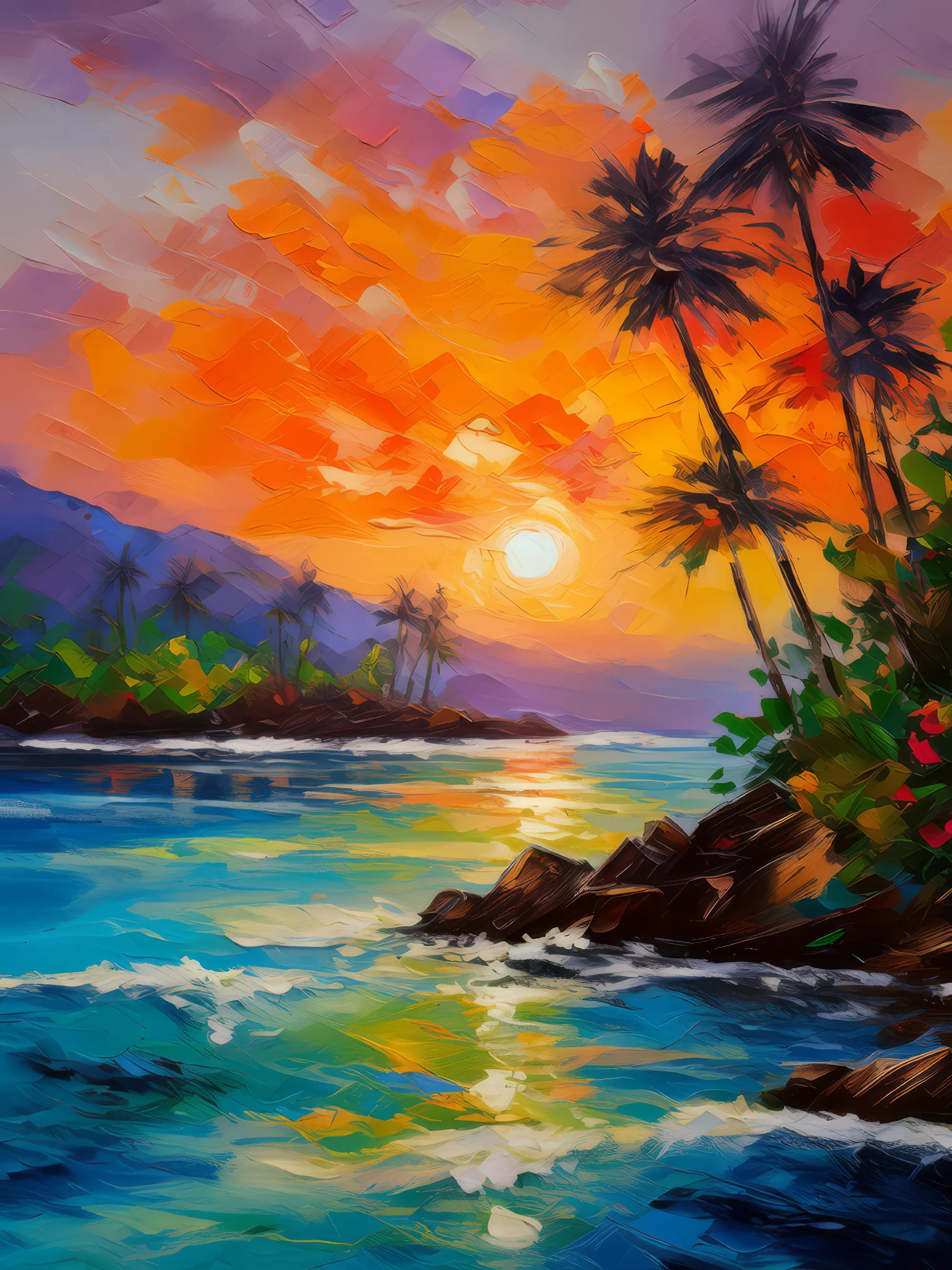 Painting: Sunset Over Water