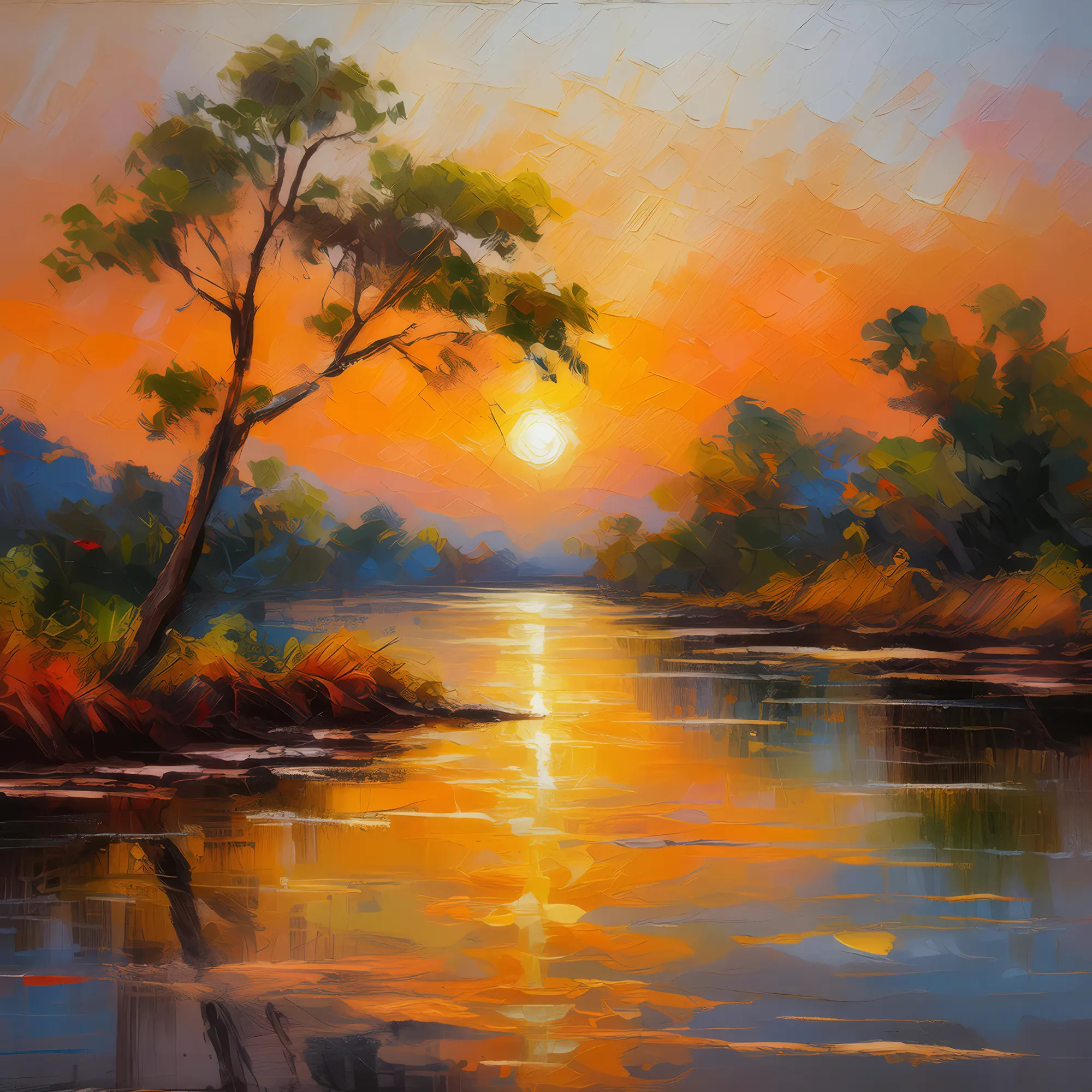Painting: Sunset Serenity at the Delta