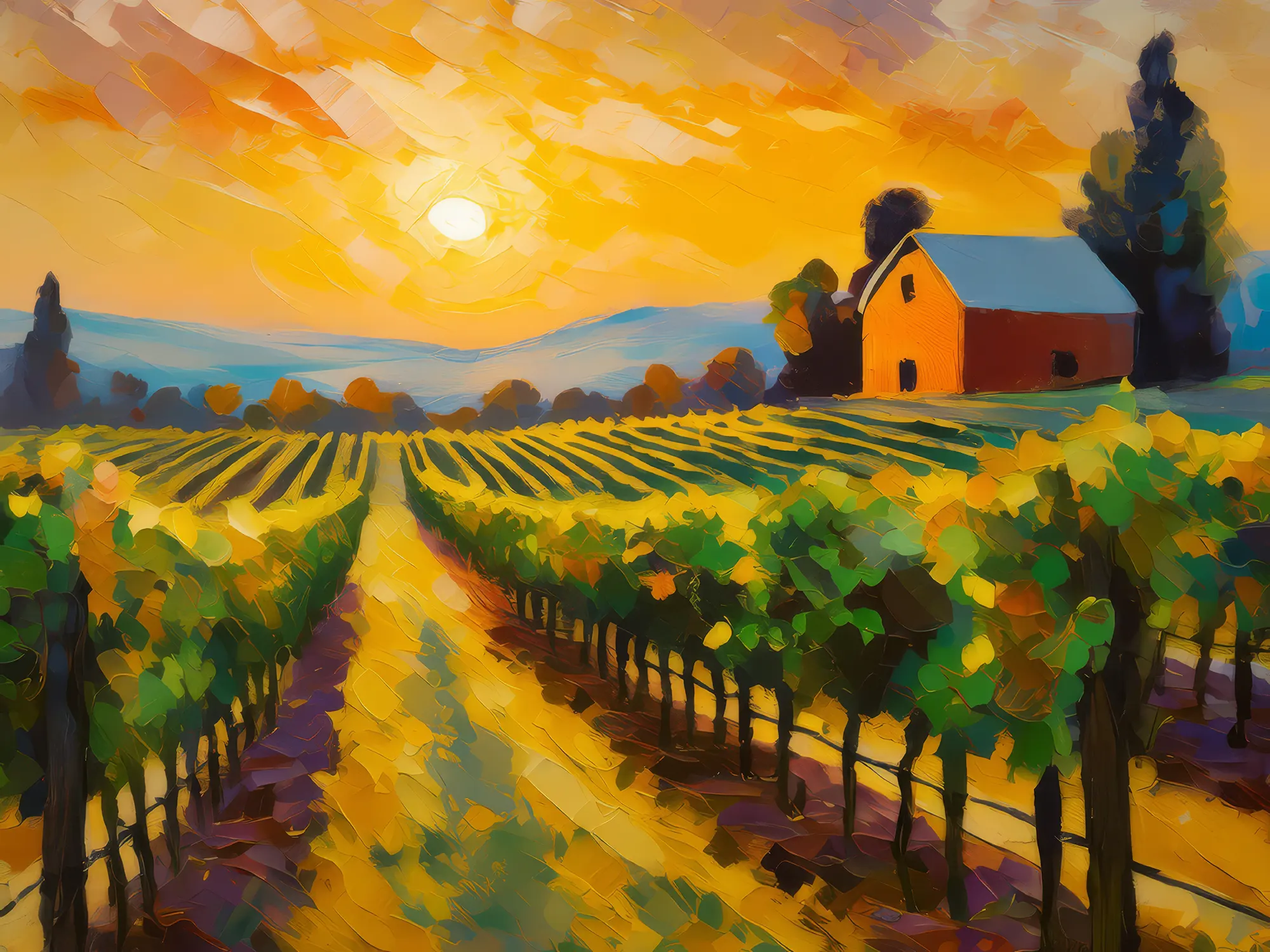 Painting: Sunset Vineyard