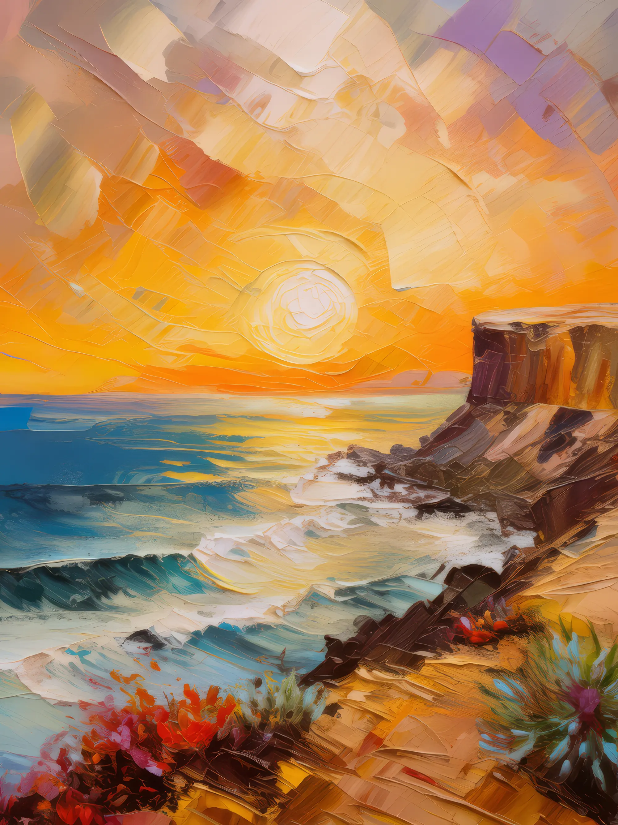 Painting: Sunset at Ocean Desert Edge