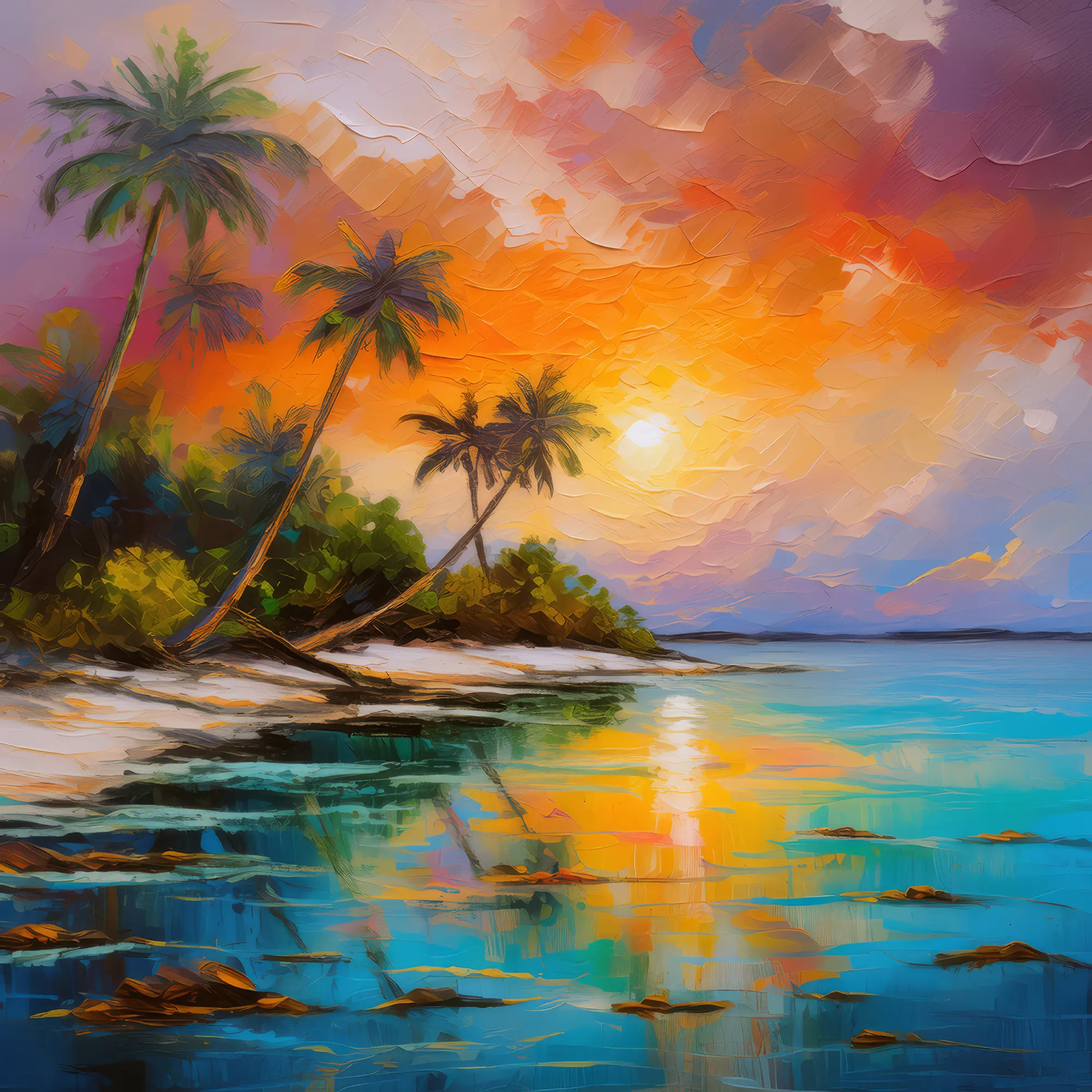 Painting: Sunset on Atoll Beach