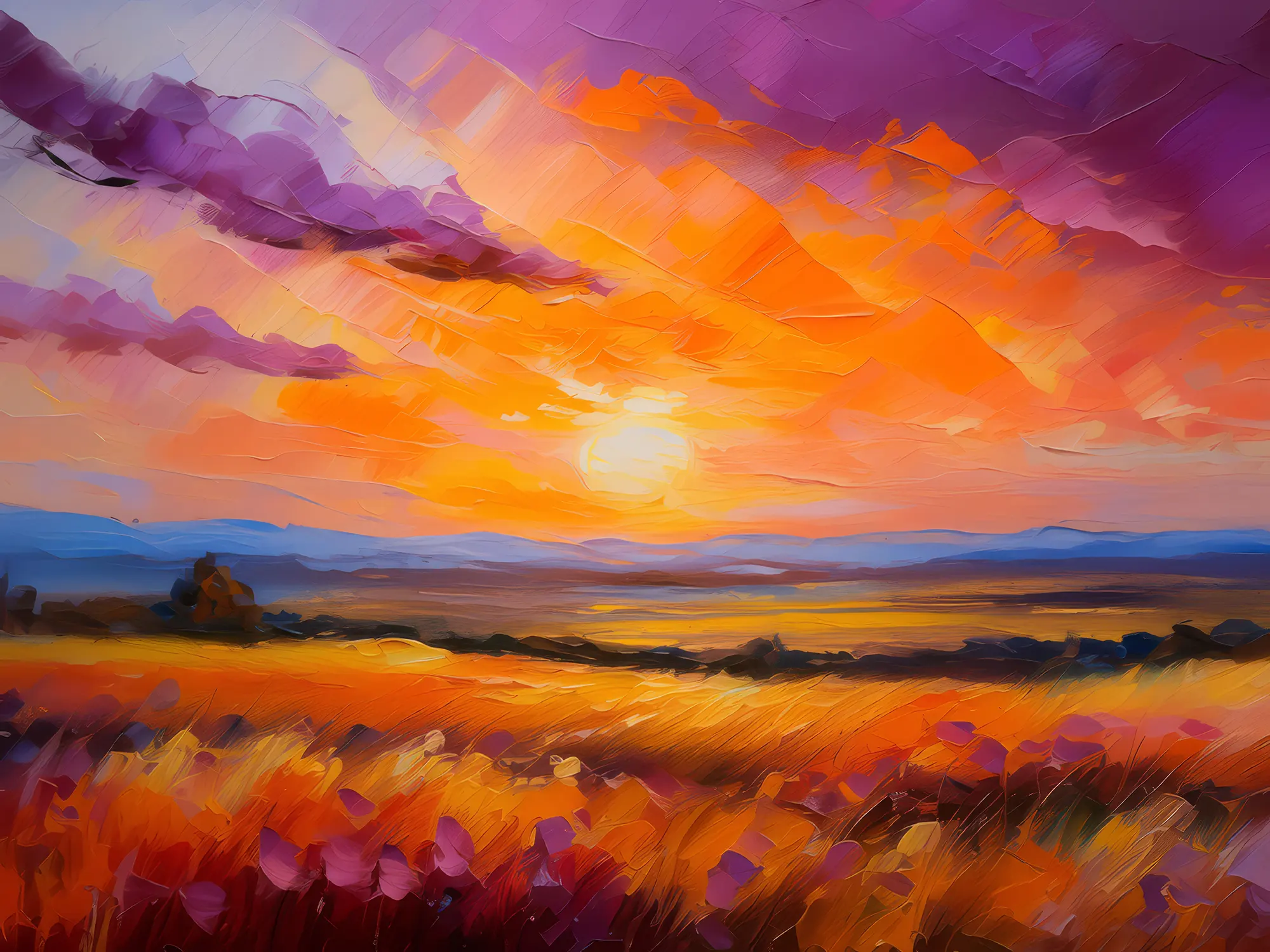 Painting: Sunset on the Prairie