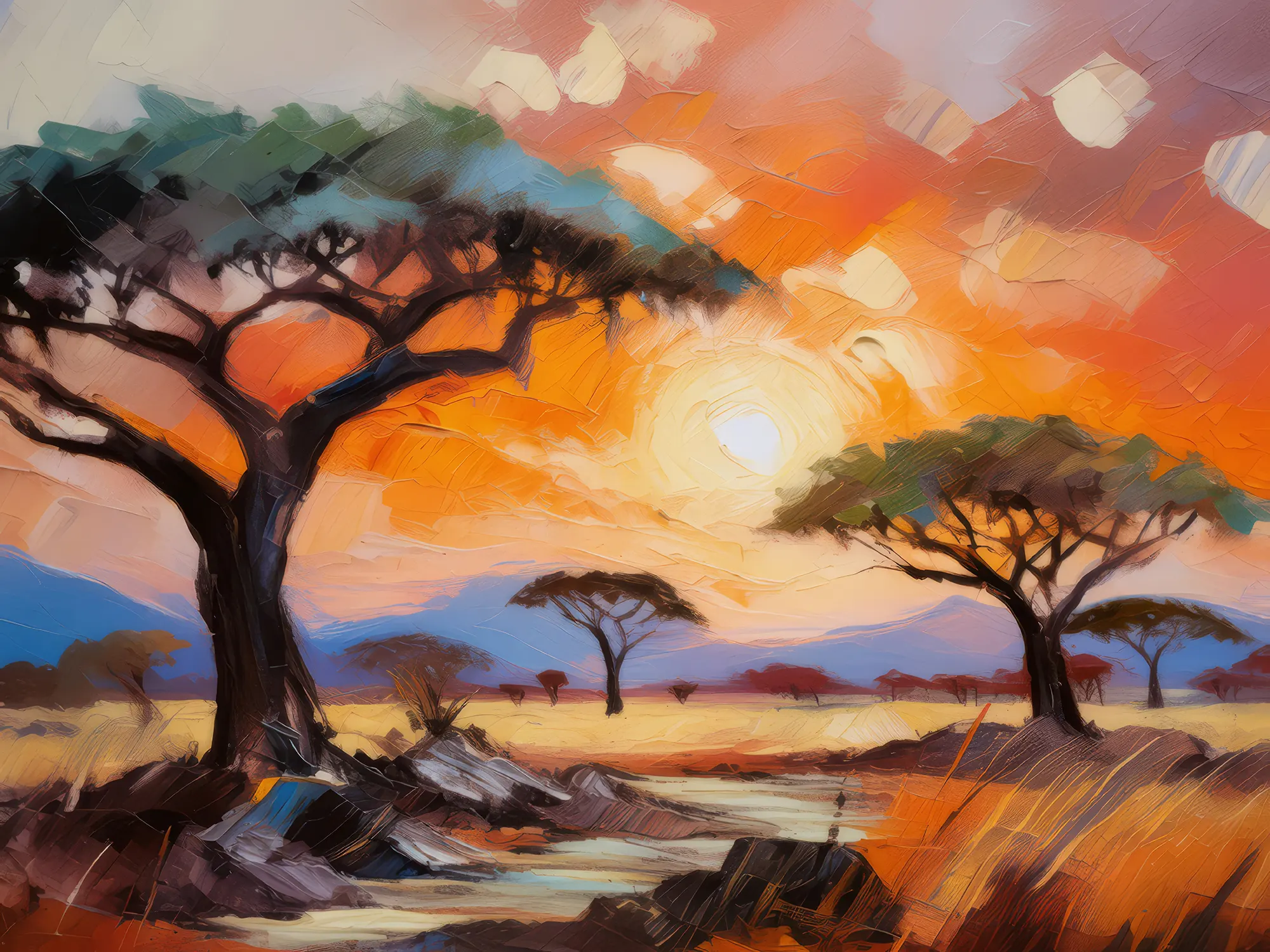 Painting: Sunset on the Savannah