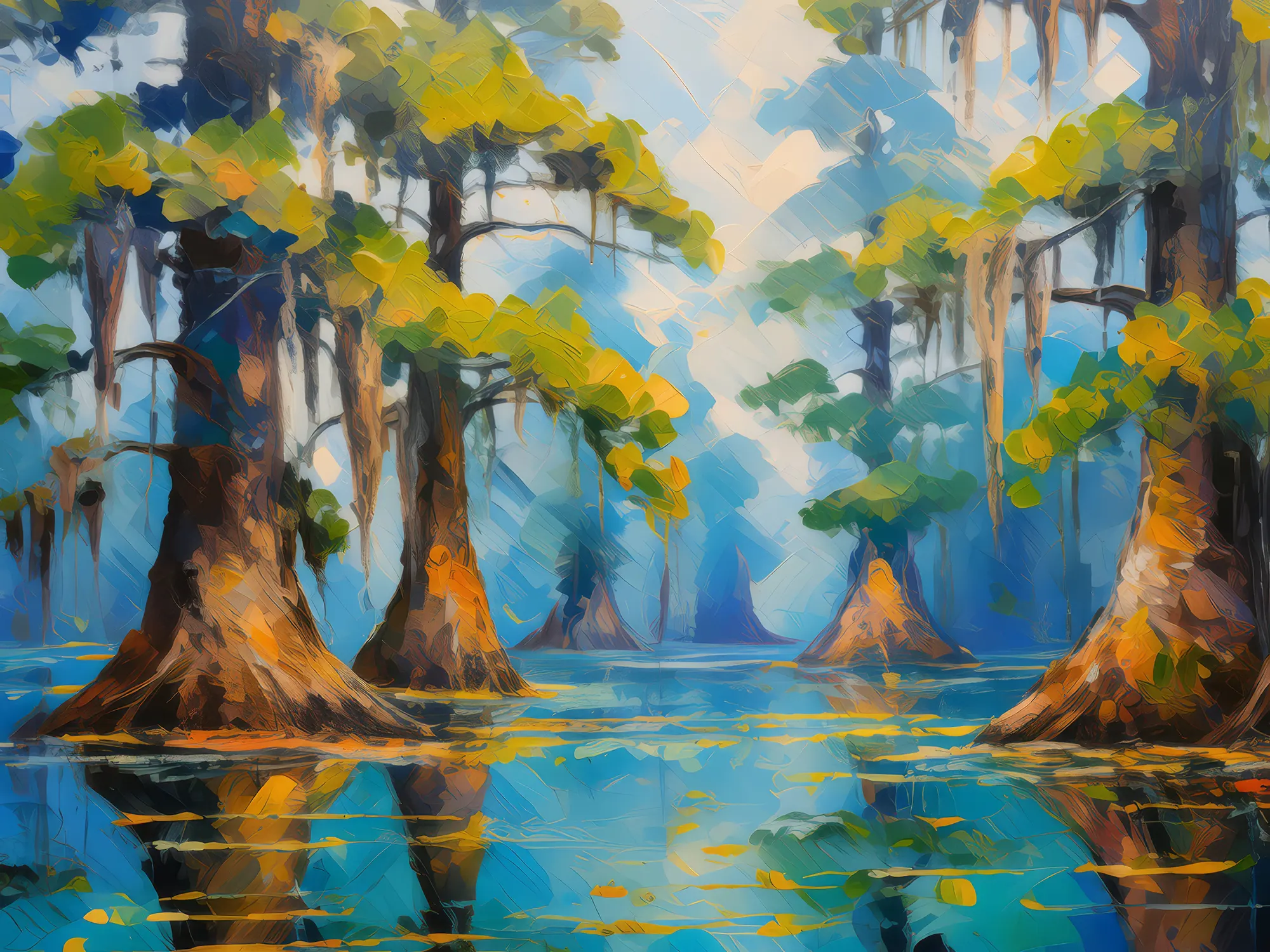 Painting: Swamp Cypress Trees