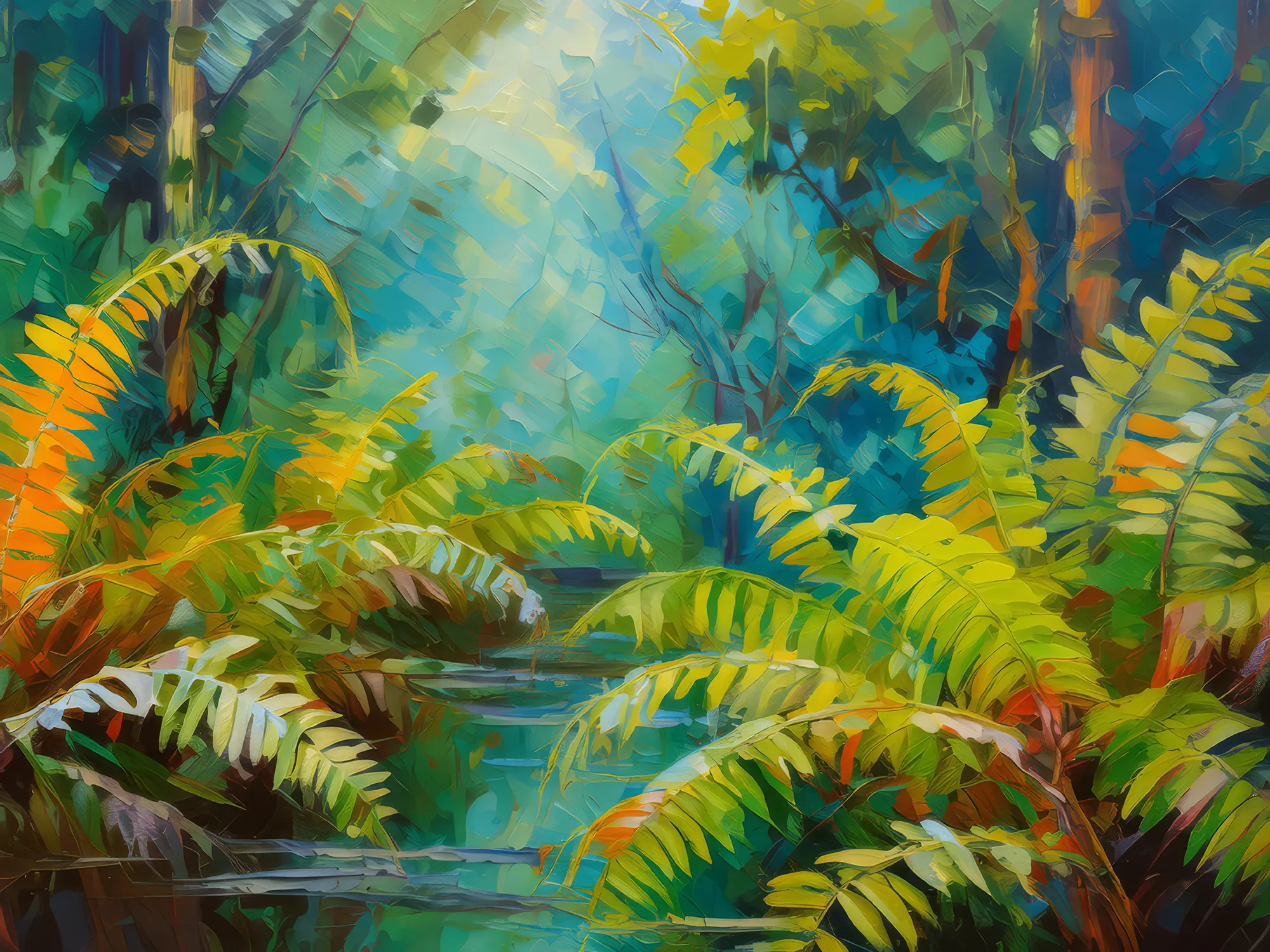 Painting: Swamp Ferns Abundance