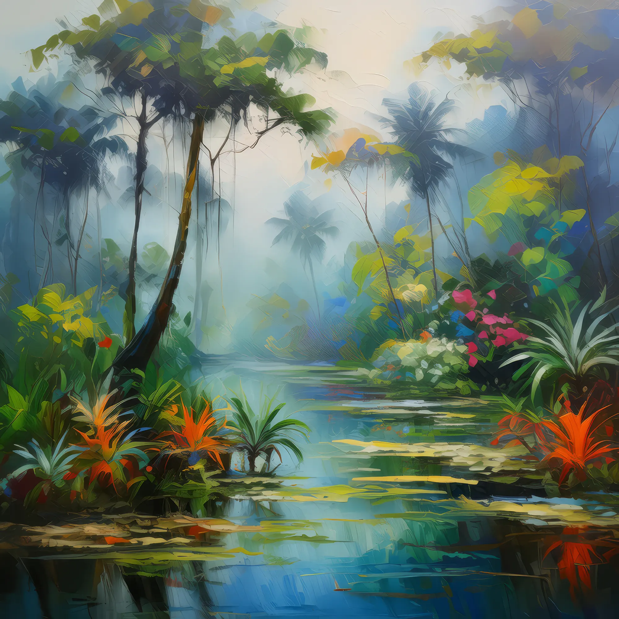 Painting: Swamp Foggy Morning