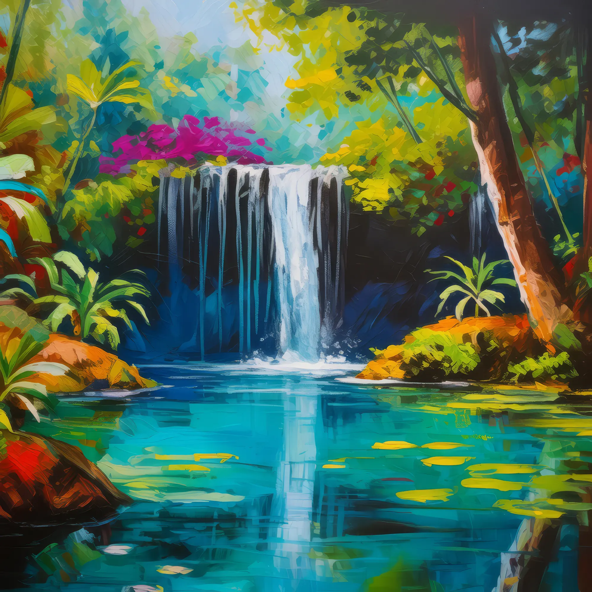 Painting: Swamp Hidden Waterfall