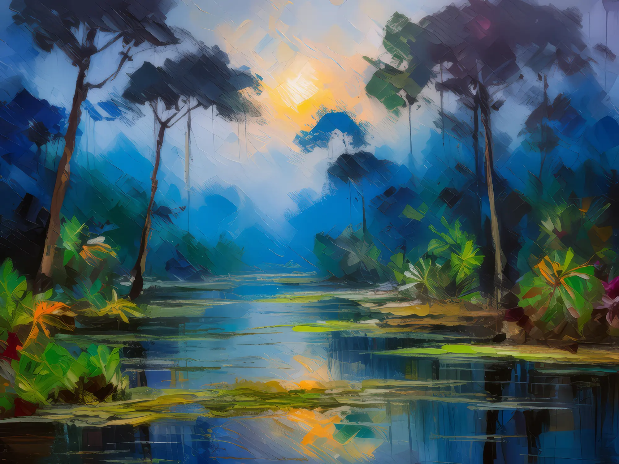 Painting: Swamp Misty Evening