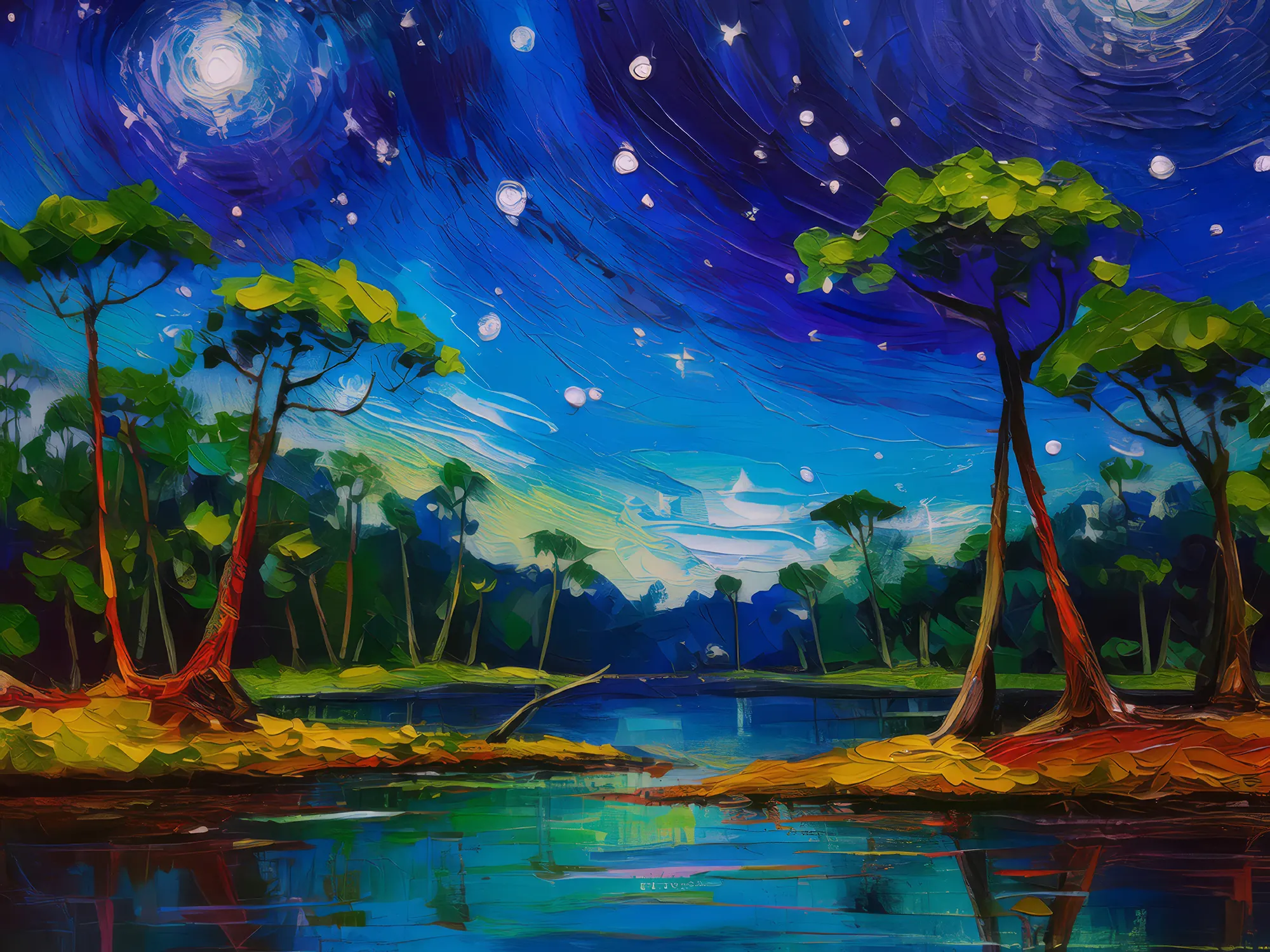 Painting: Swamp Night Sky