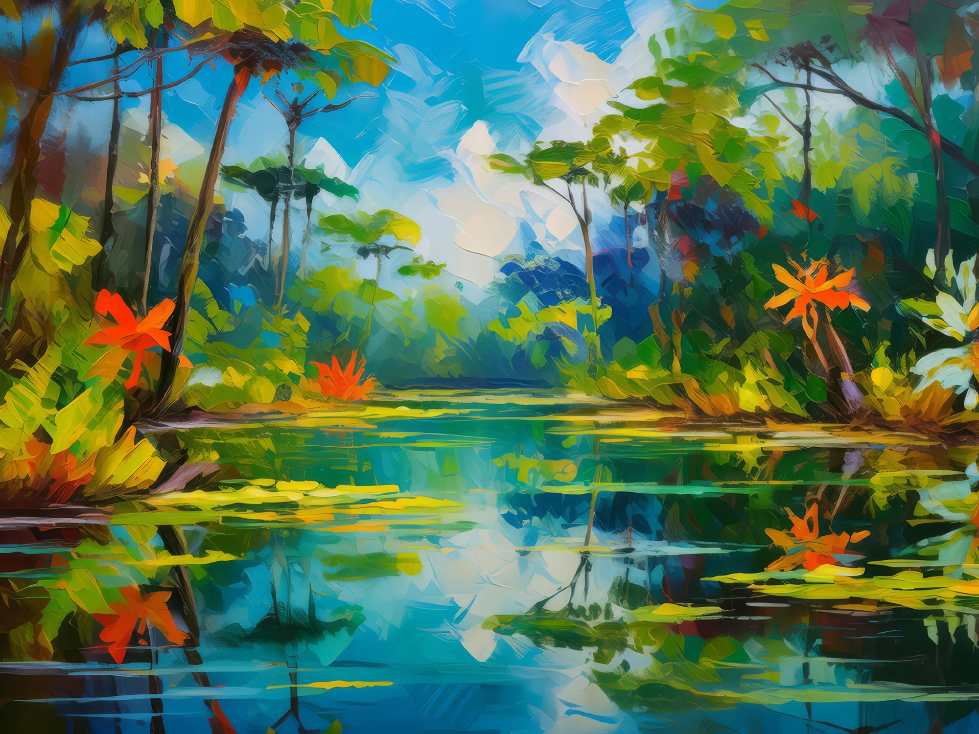 Painting: Swamp Reflection Pond