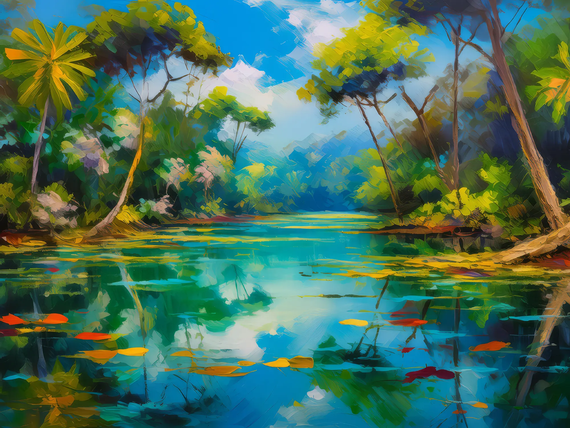 Painting: Swamp Reflection Pool