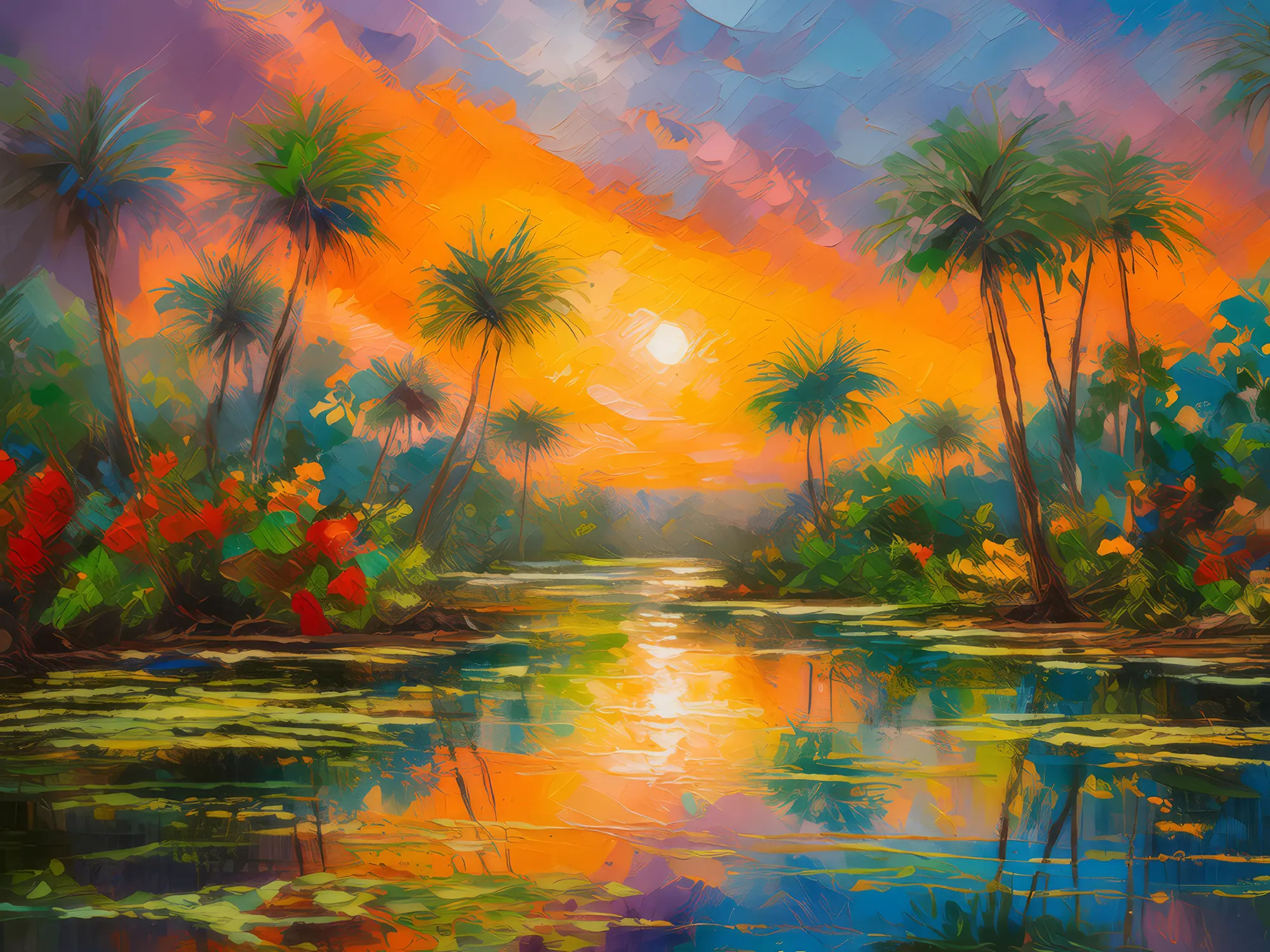 Painting: Swamp Sunset Glow