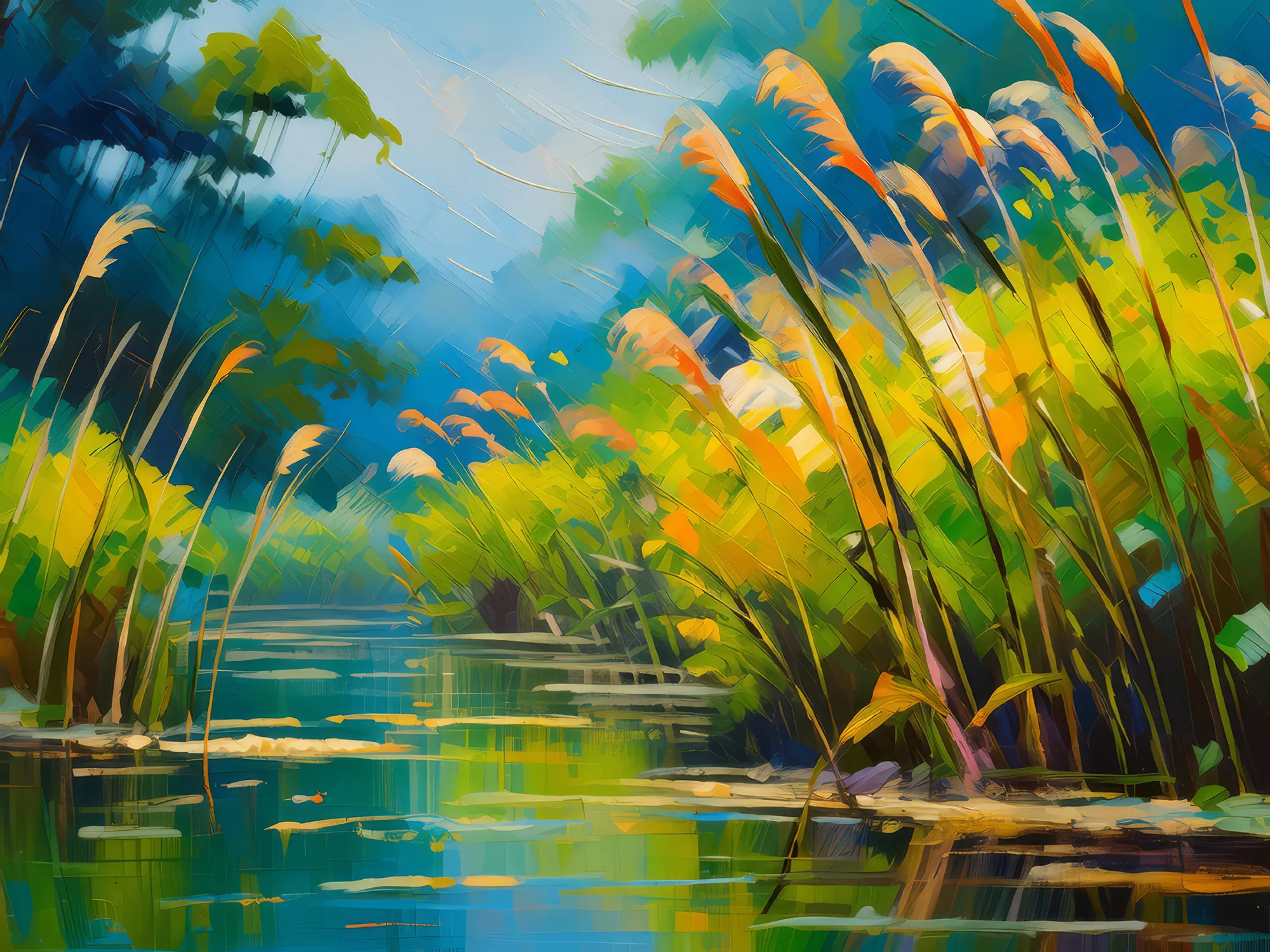 Painting: Swamp Tall Reeds