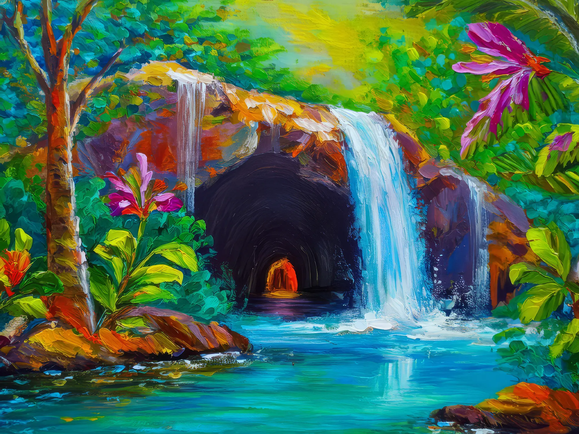 Painting: Swamp Waterfall Cave