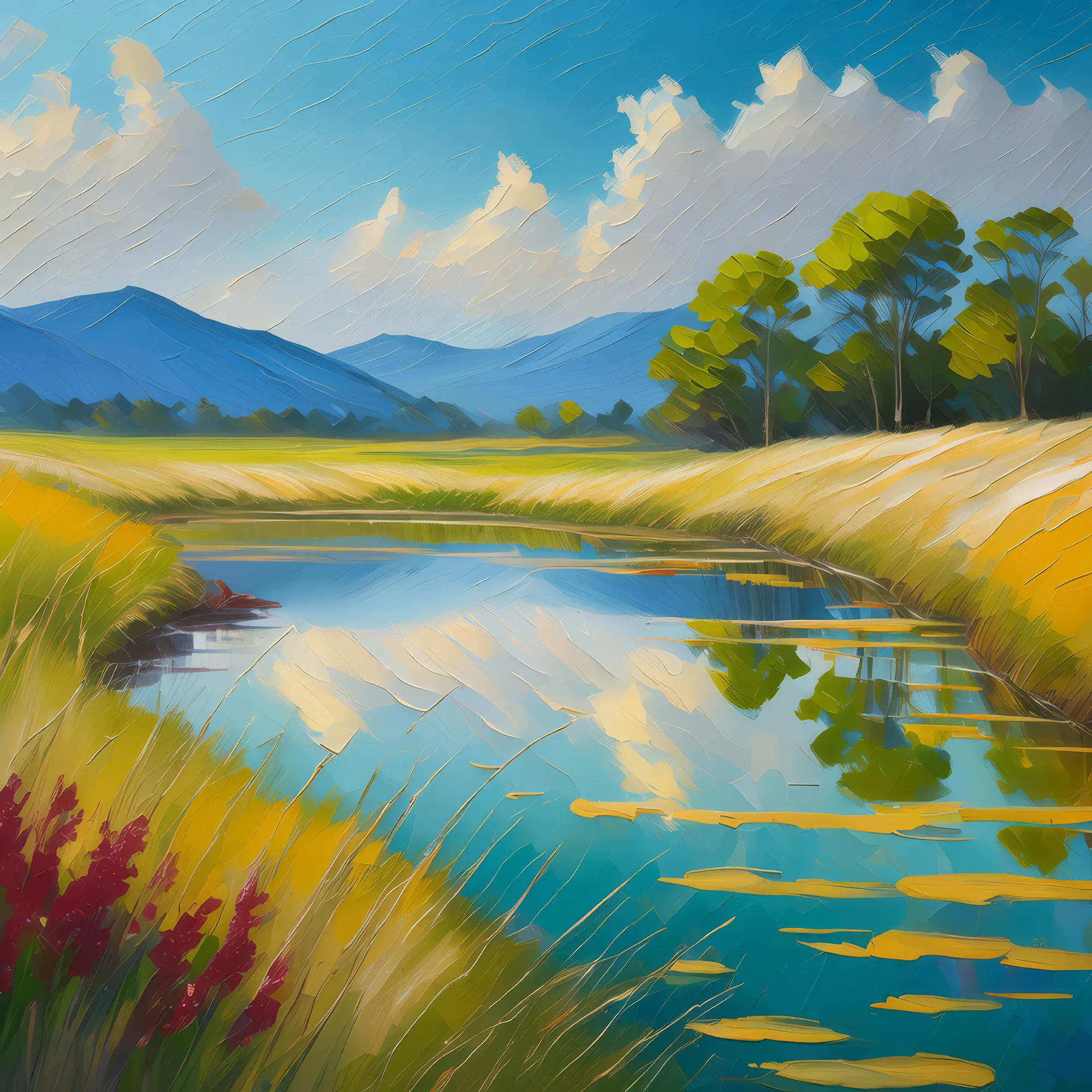 Painting: Temperate Grassland Reflections