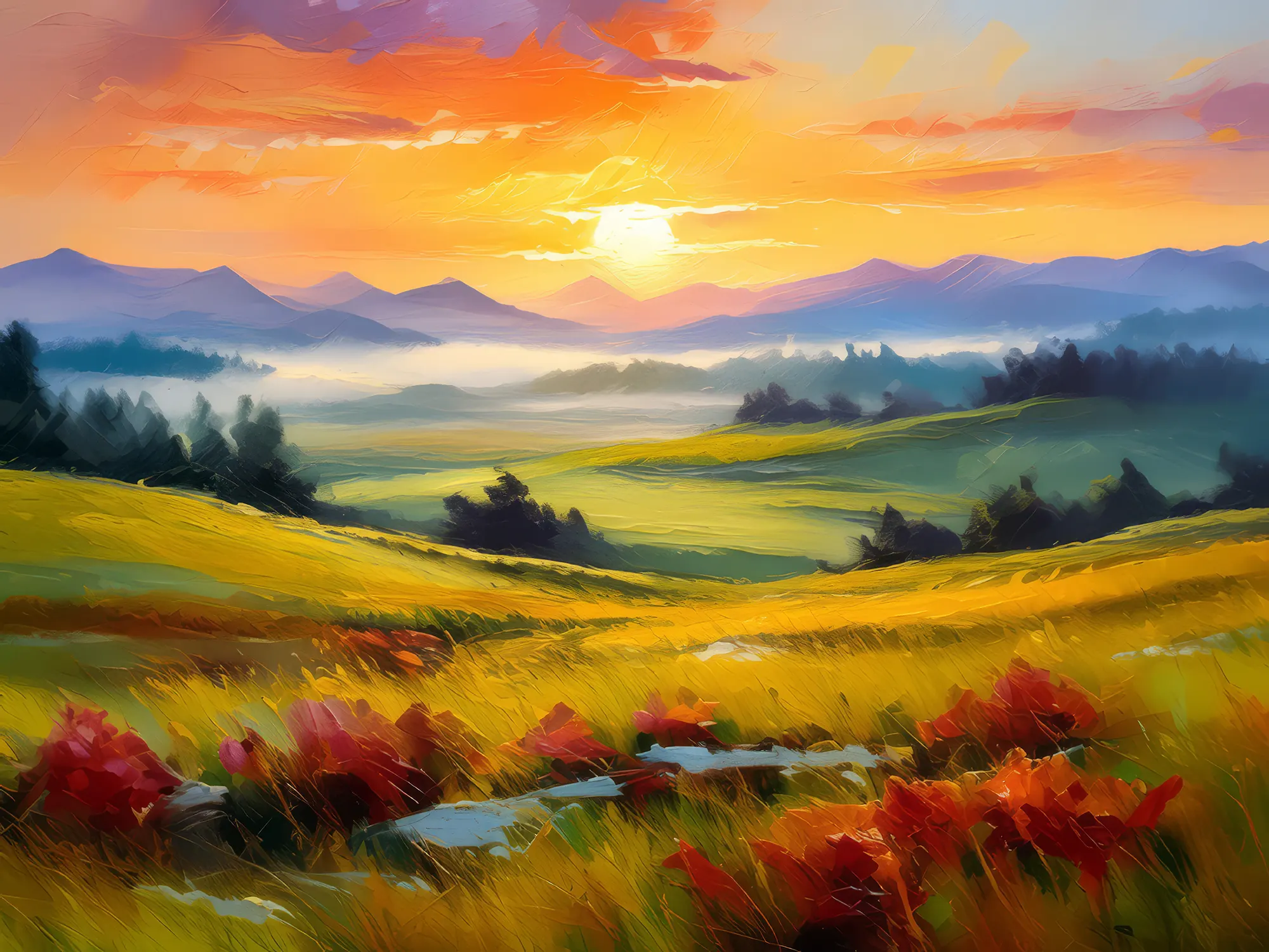 Painting: Temperate Grassland Sunrise