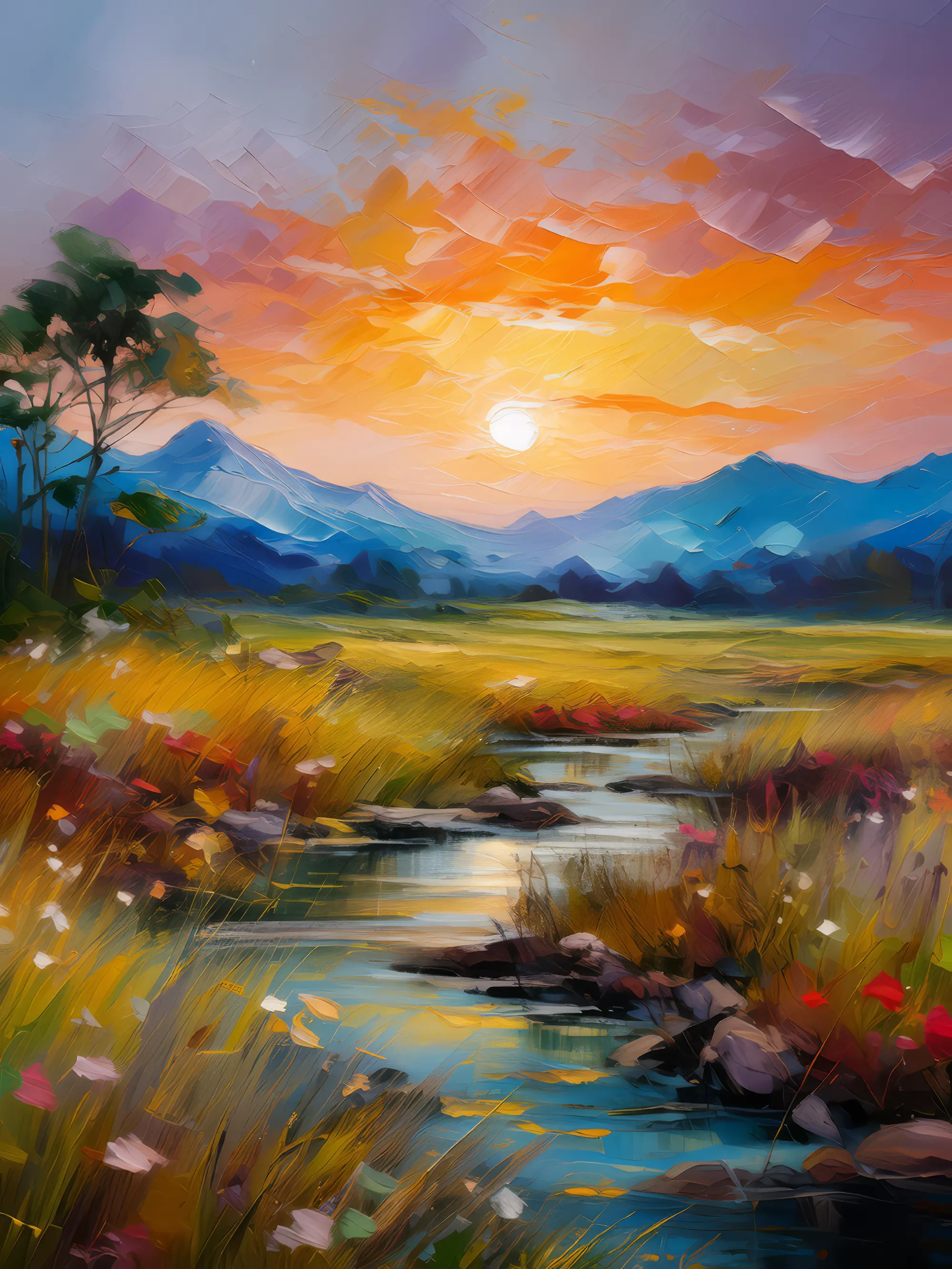 Painting: Temperate Grassland Twilight