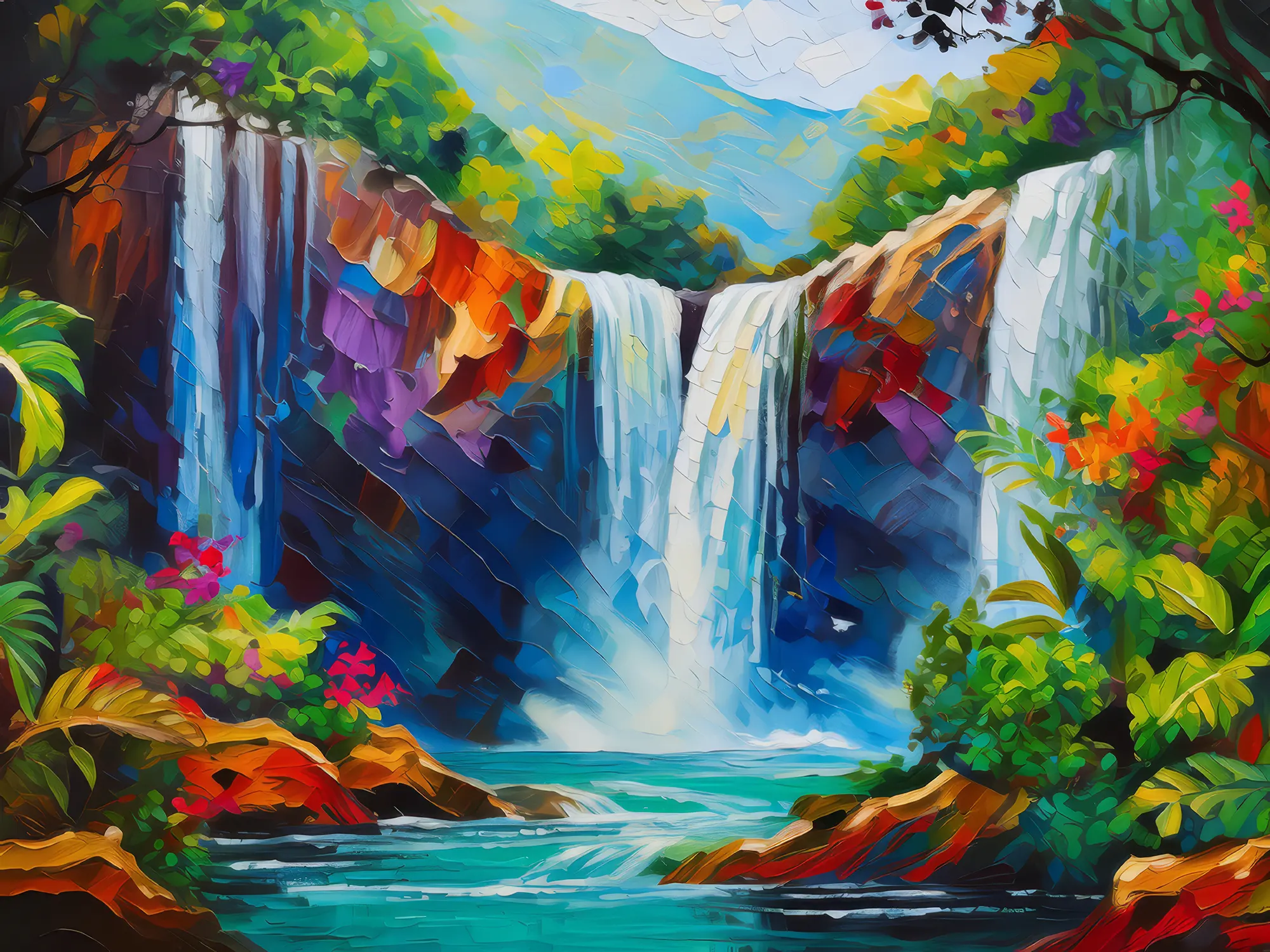 Painting: Thunderous Waterfall Chasm