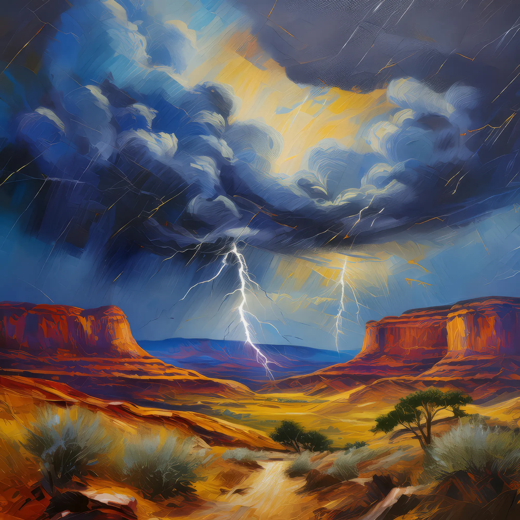 Painting: Thunderstorm Over Mesa