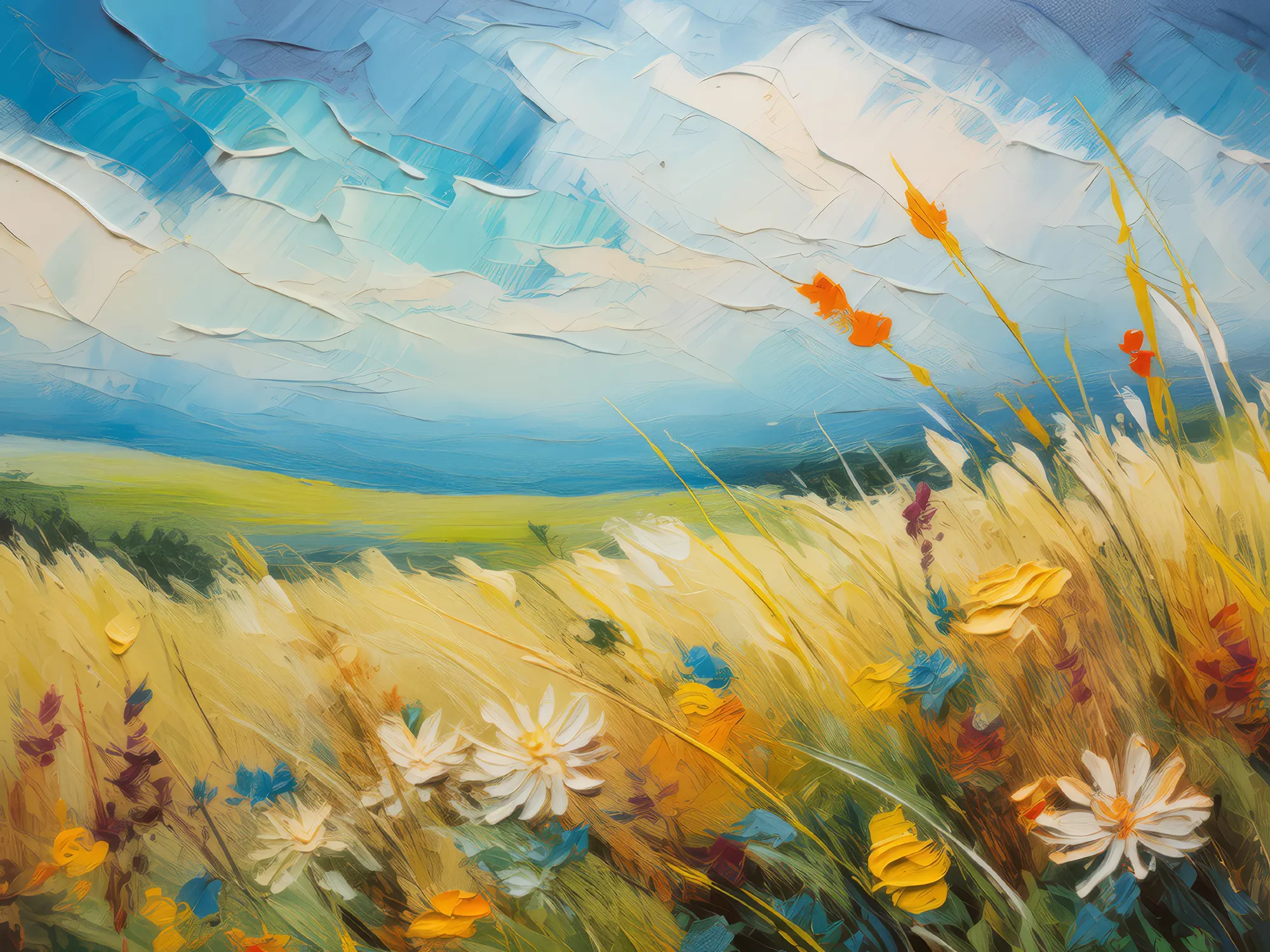 Painting: Tranquil Grassland Vista