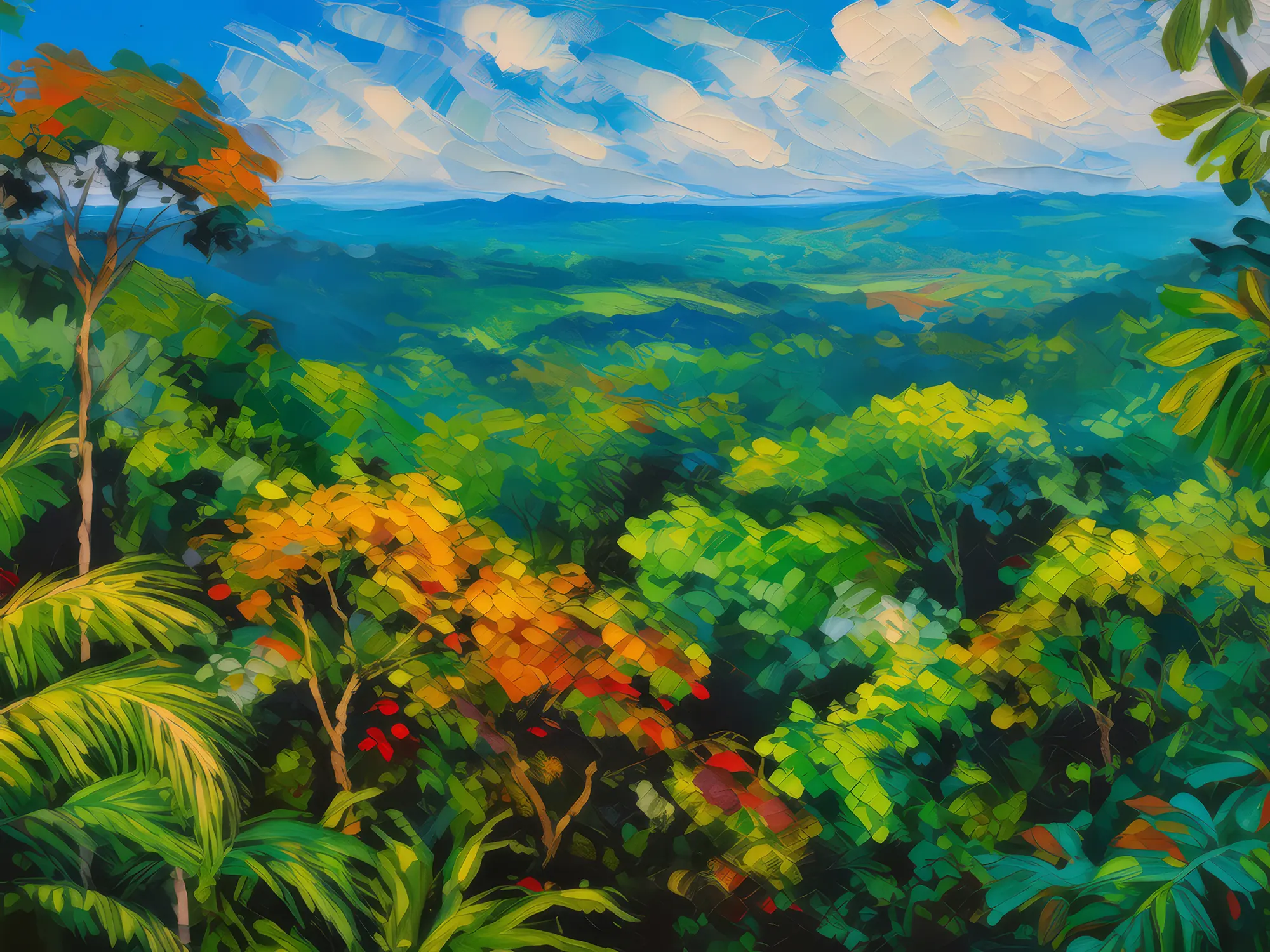 Painting: Tropical Jungle Canopy View