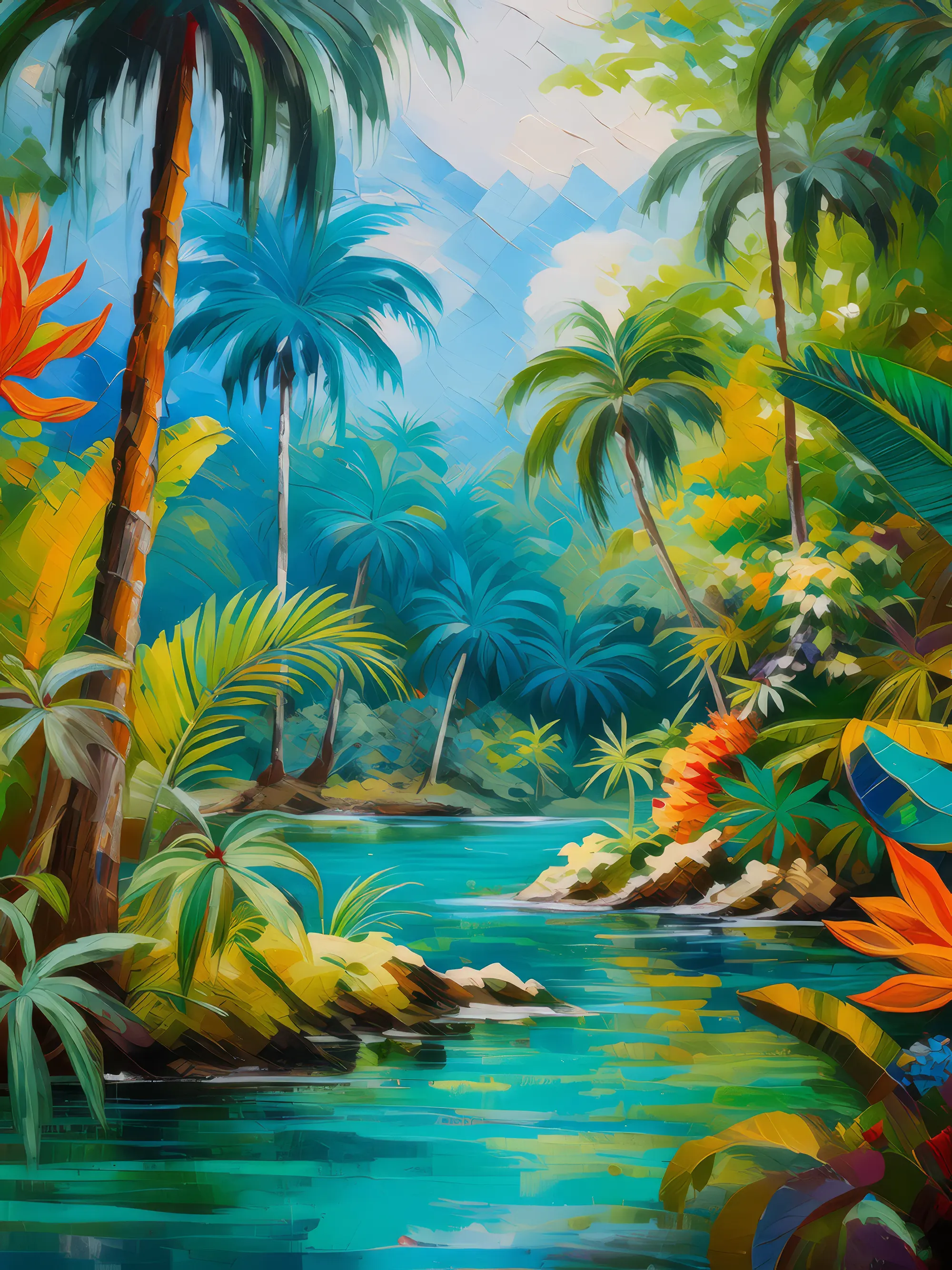 Painting: Tropical Jungle Oasis