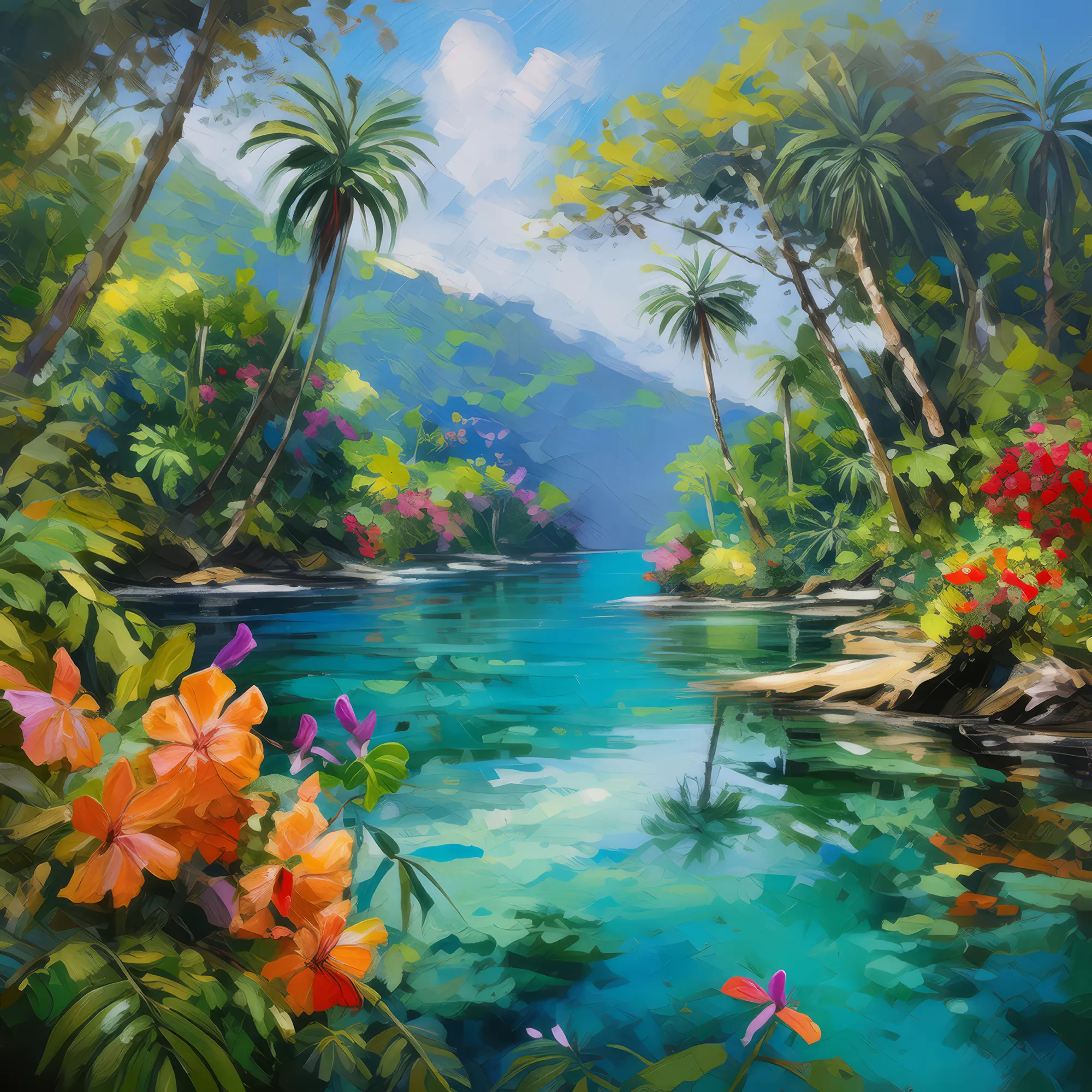 Painting: Tropical Lagoon Oasis